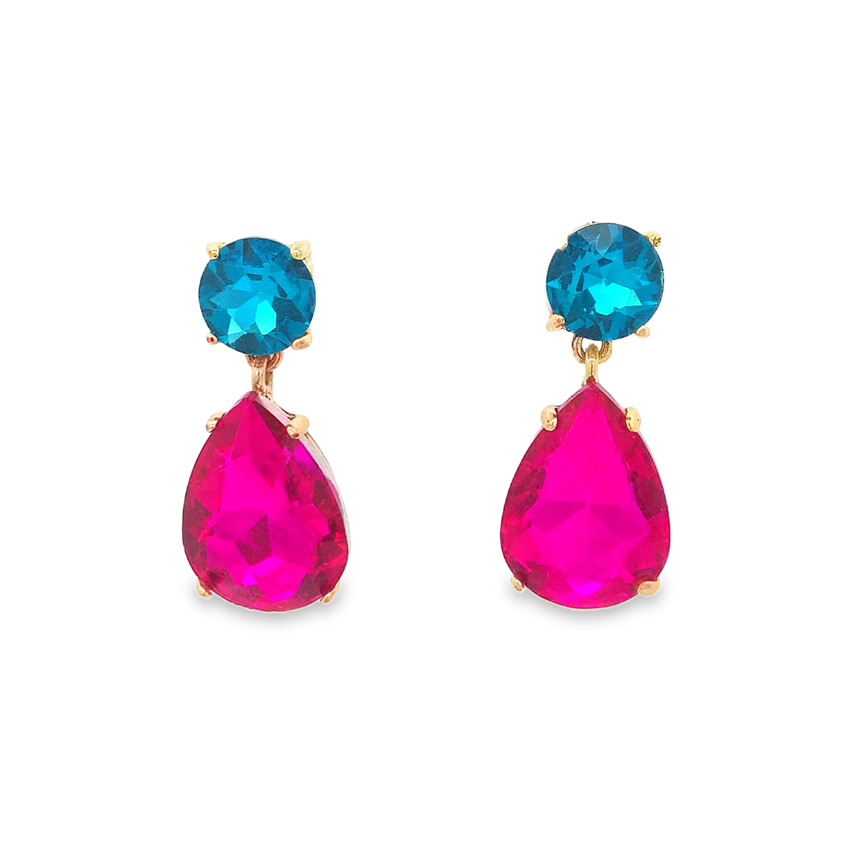 Kolczyki w kolorze żółtego złota z fioletowym kryształem