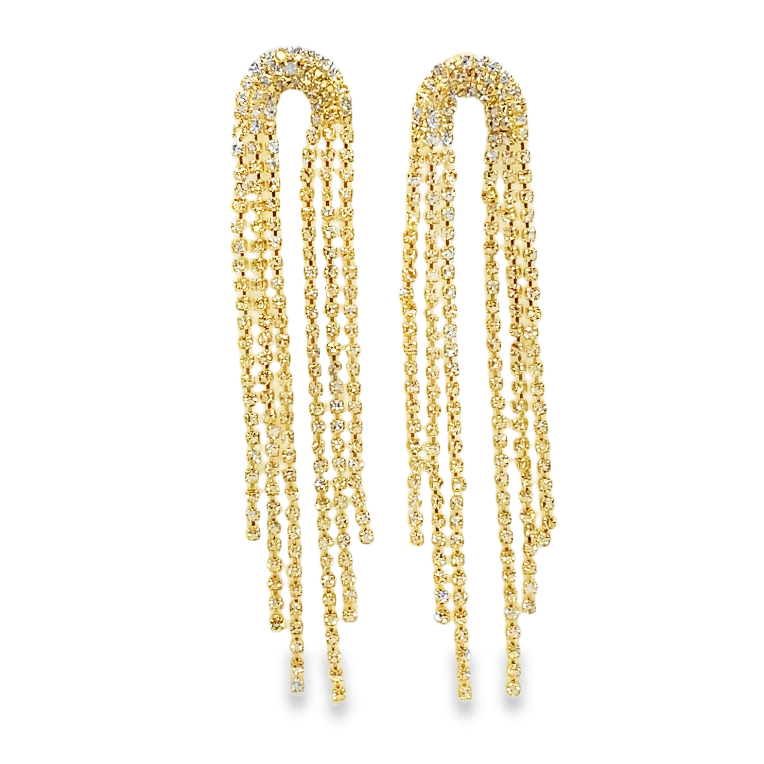 Kolczyki wiszące w kolorze żółtego złota z kryształowymi koralikami