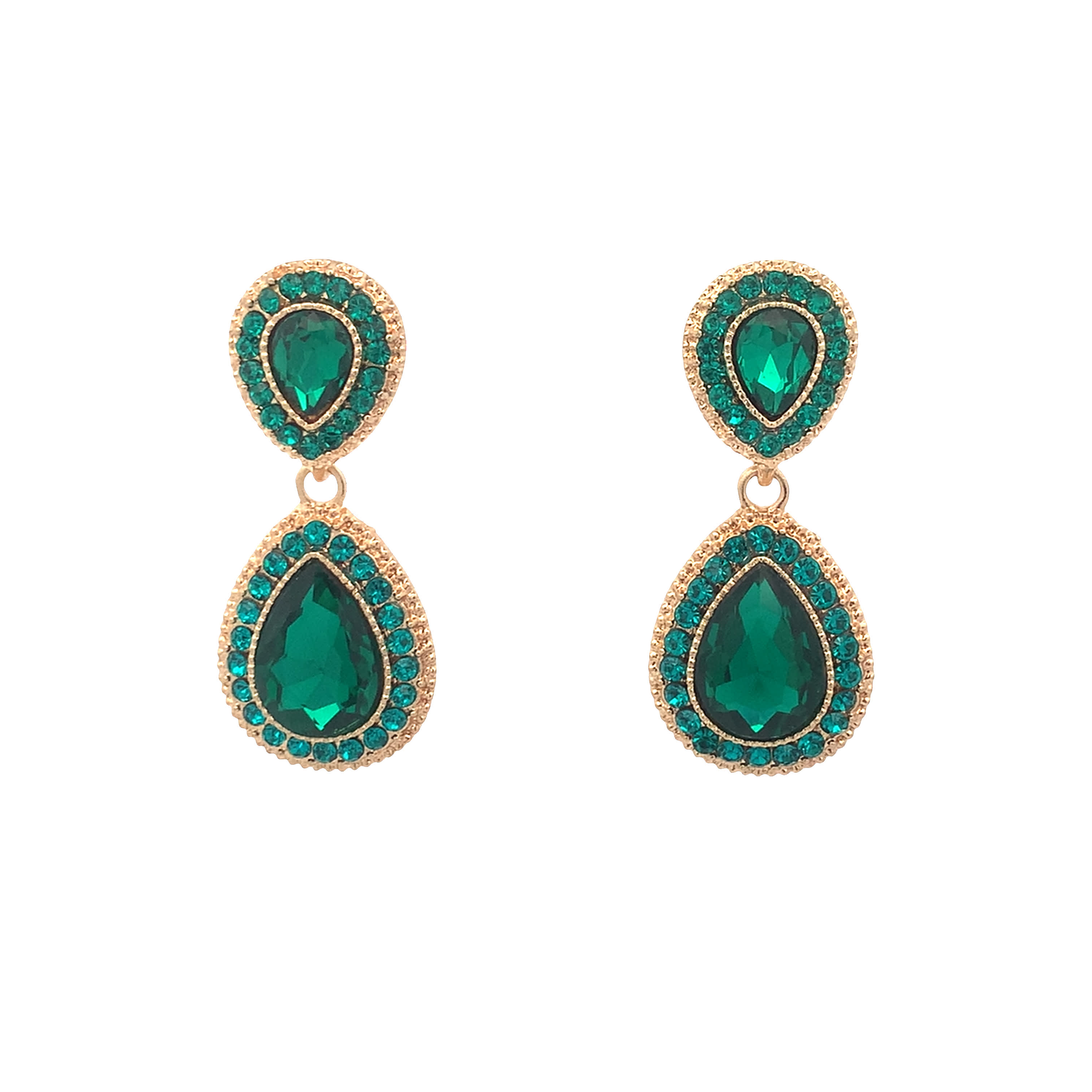 Kolczyki w kolorze żółtego złota z szmaragdami w kształcie gruszki