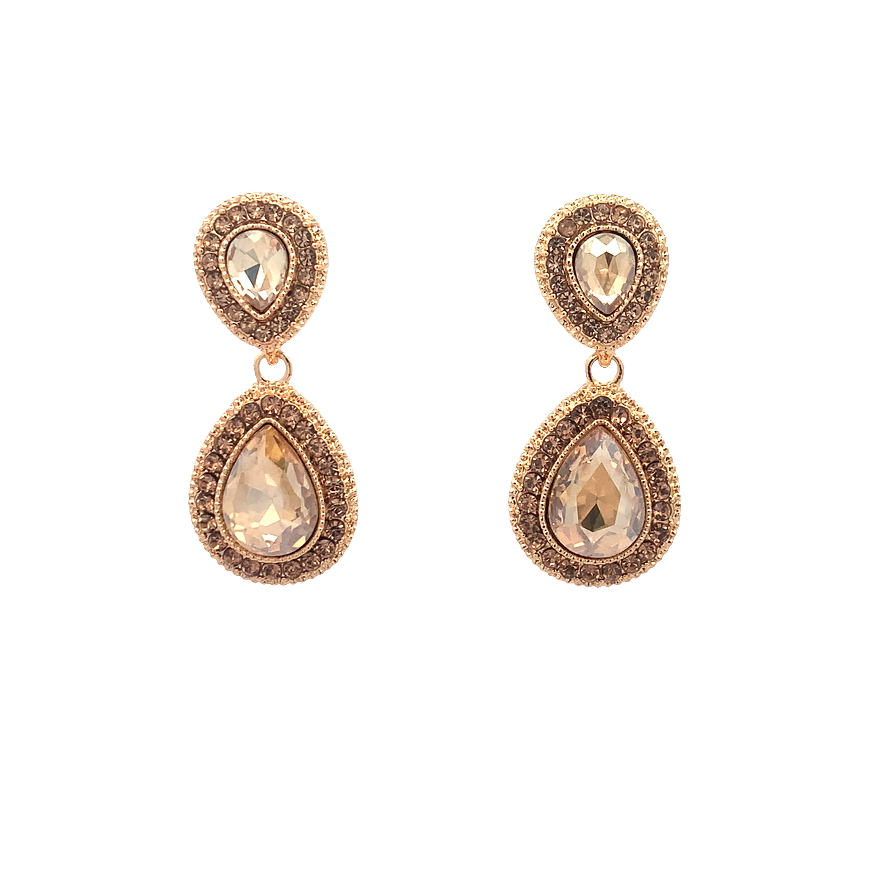 Kolczyki w kolorze żółtego złota z kryształkami w szlifie gruszkowym