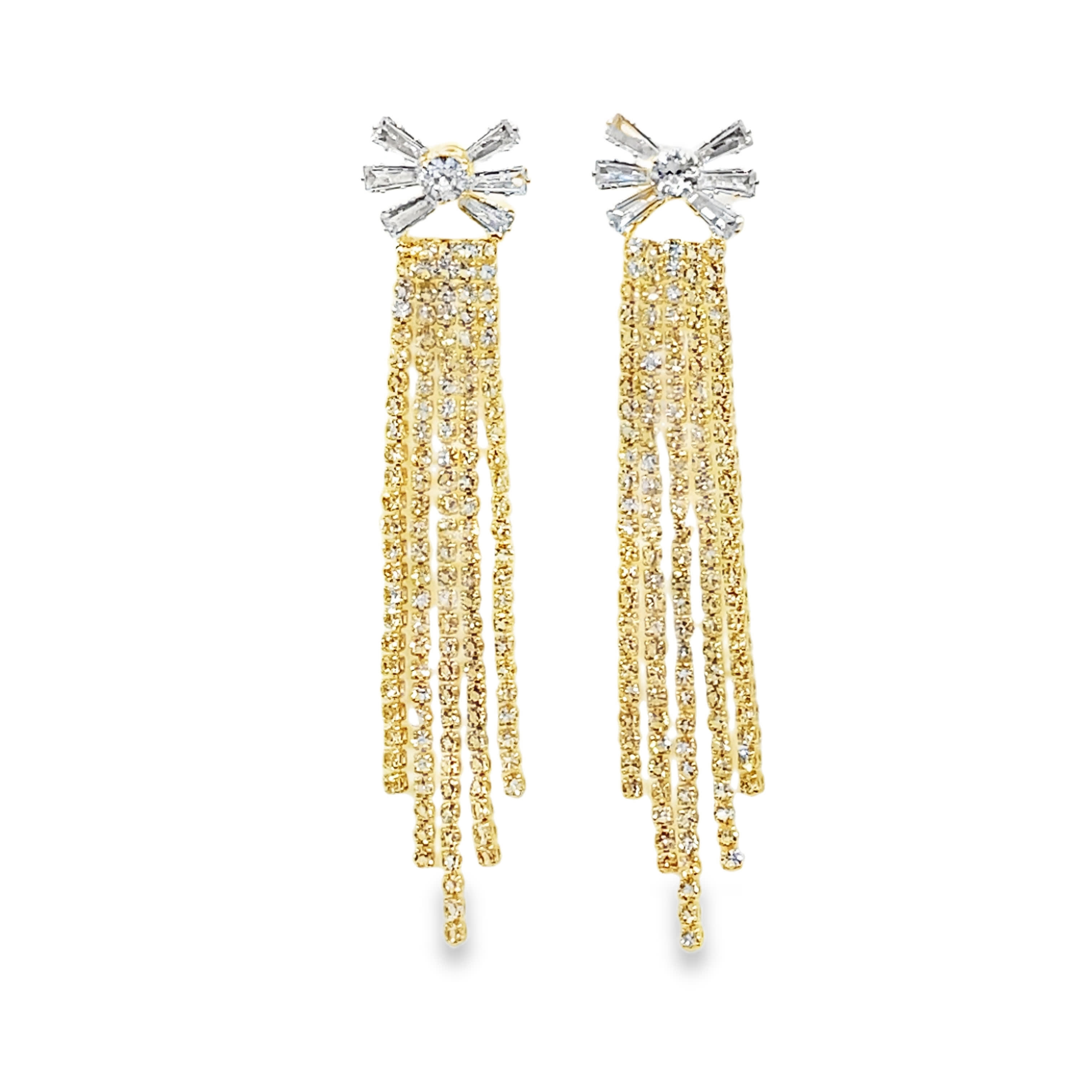 Kolczyki wiszące w kolorze żółtego złota z okrągłymi diamentami