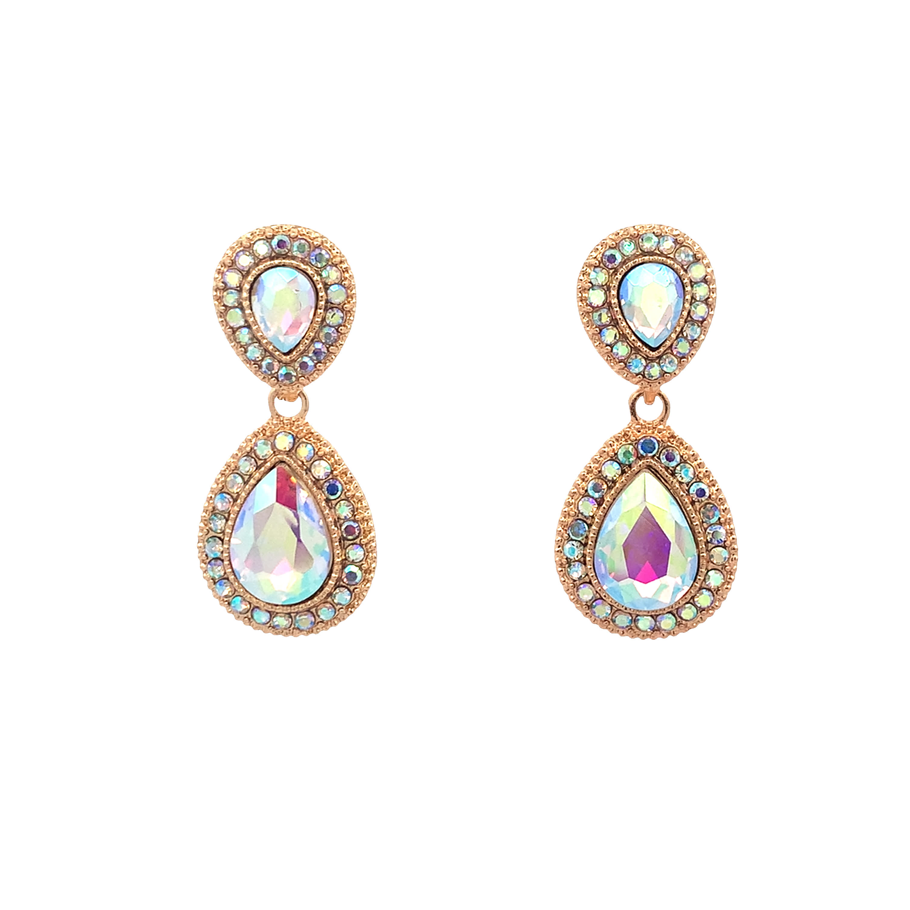 Kolczyki w kolorze żółtego złota z kryształem w kształcie gruszki