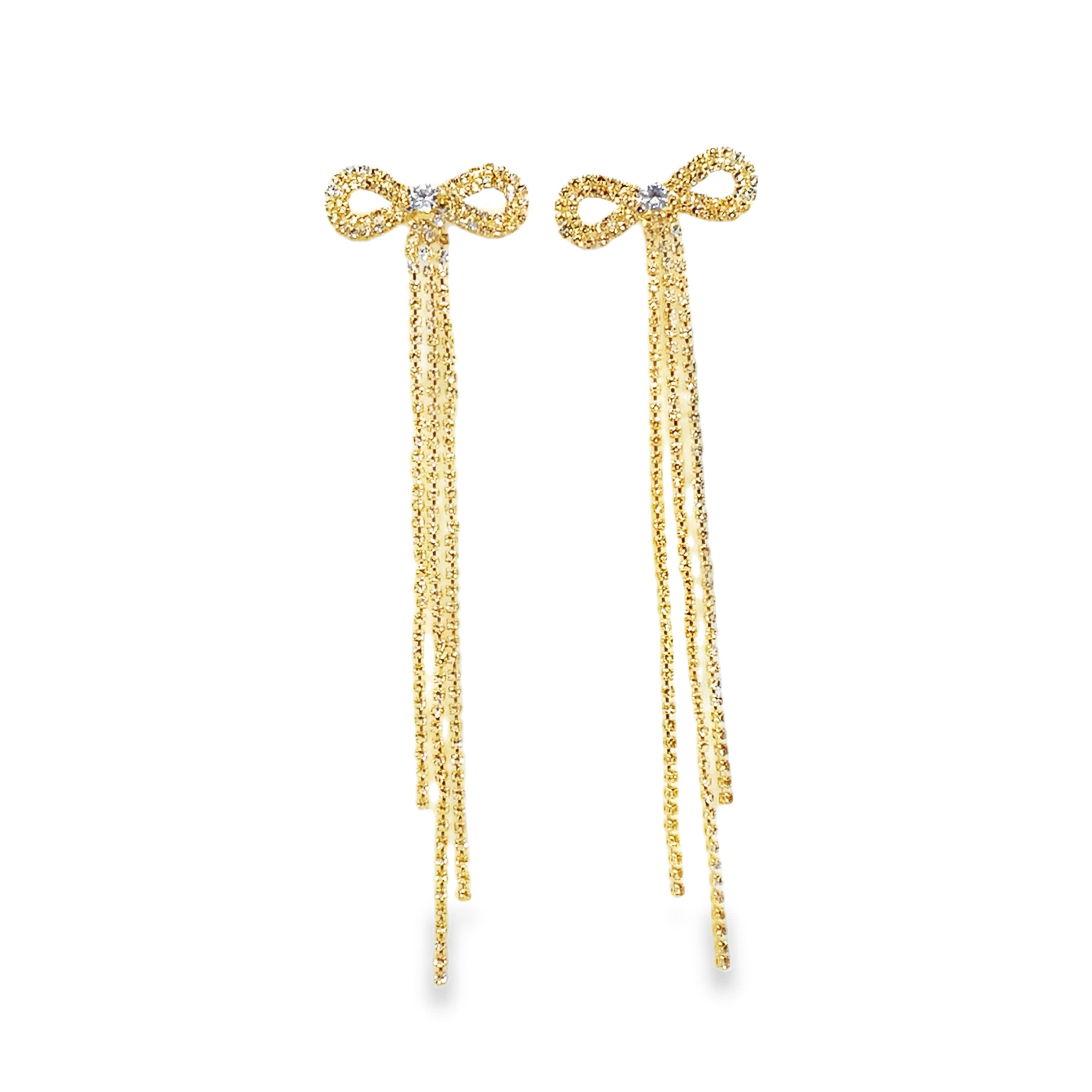 Kolczyki wiszące w kolorze żółtego złota z kryształowymi koralikami