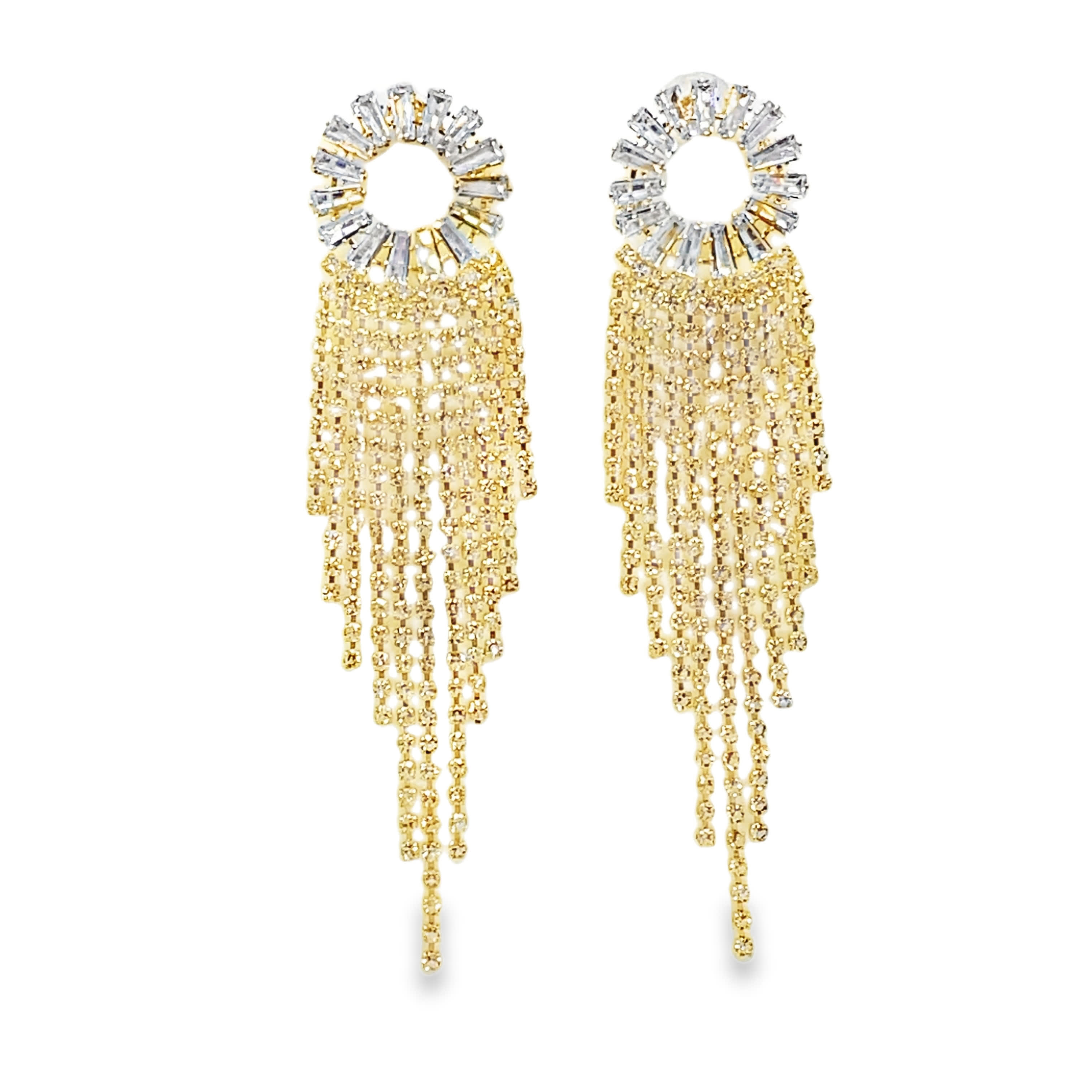 Kolczyki z kryształkami w kolorze żółtego złota z kaskadowym wzorem