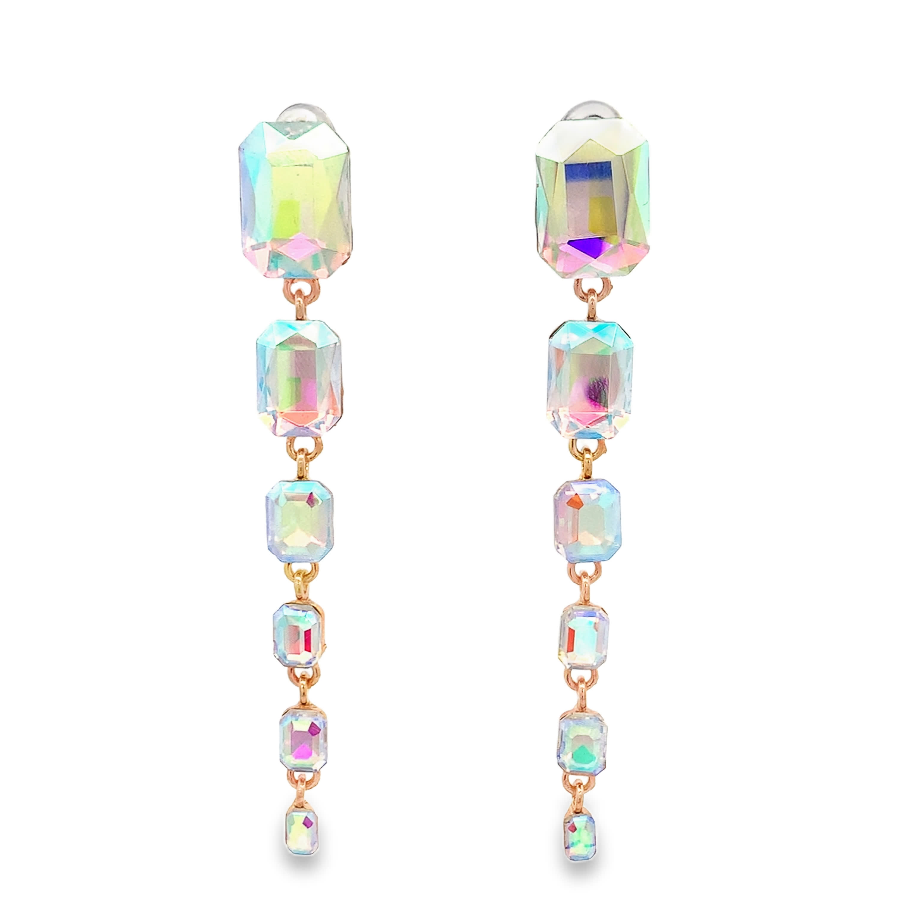 Kolczyki wiszące w kolorze żółtego złota z kryształami o szlifie szmaragdowym