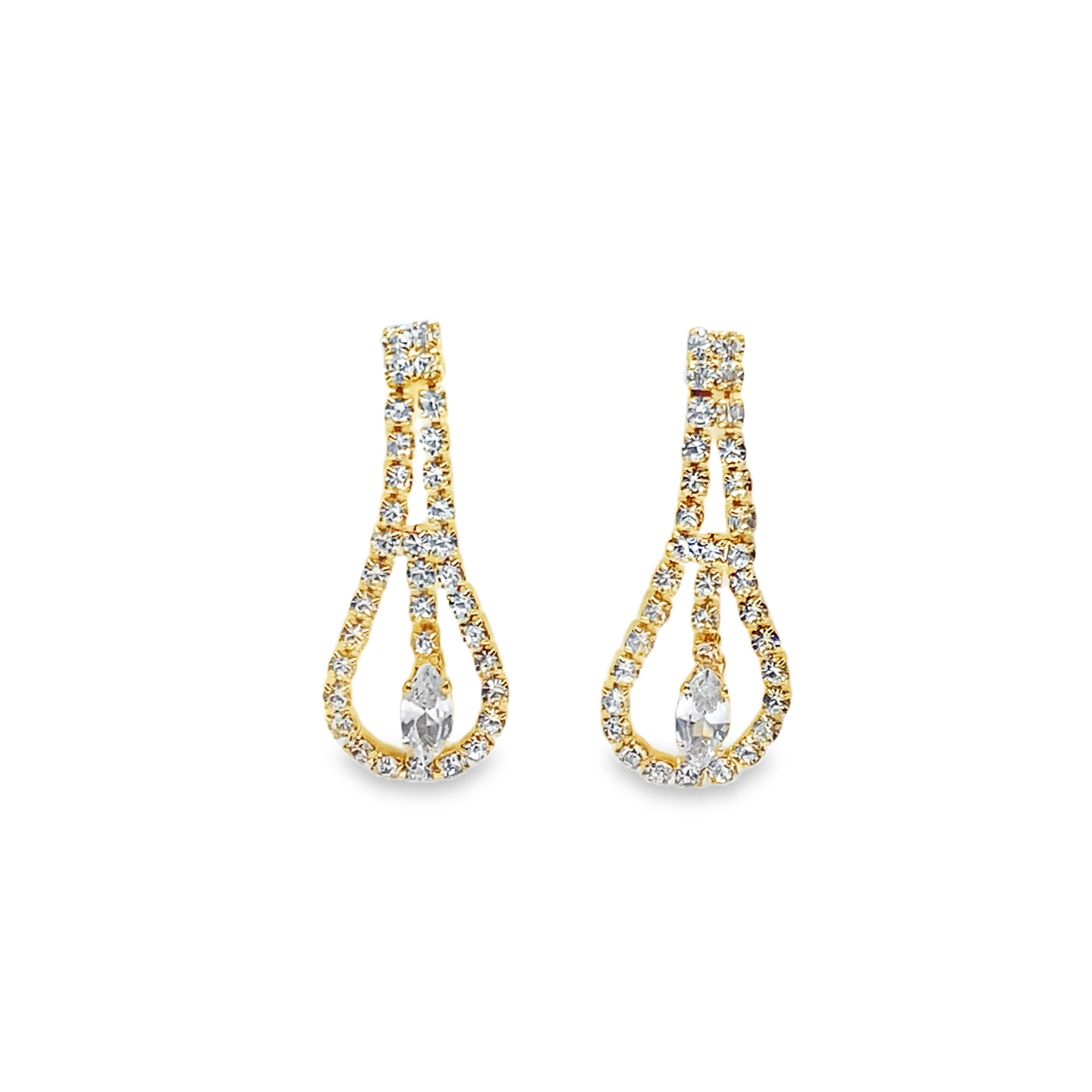 Kolczyki w kolorze żółtego złota z kryształami o szlifie gruszkowym