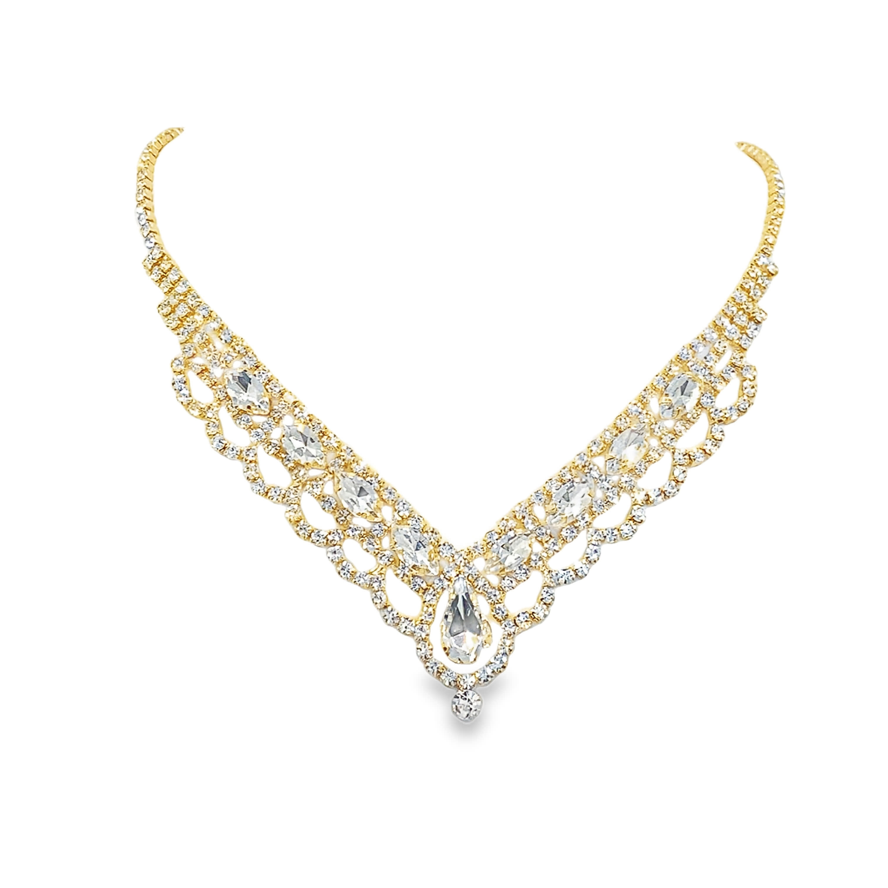 Naszyjnik w kolorze żółtego złota z diamentami w szlifie gruszkowym