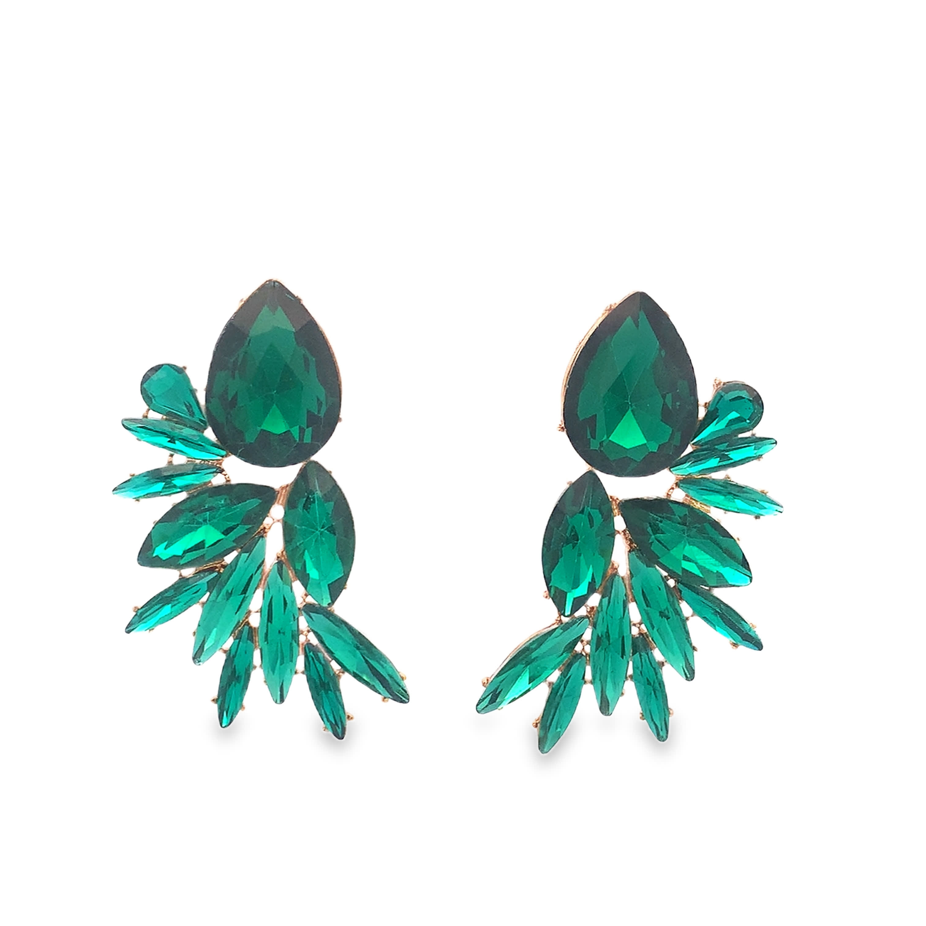 Kolczyki ze szmaragdowym kaboszonem i wykończeniem w kolorze żółtego złota