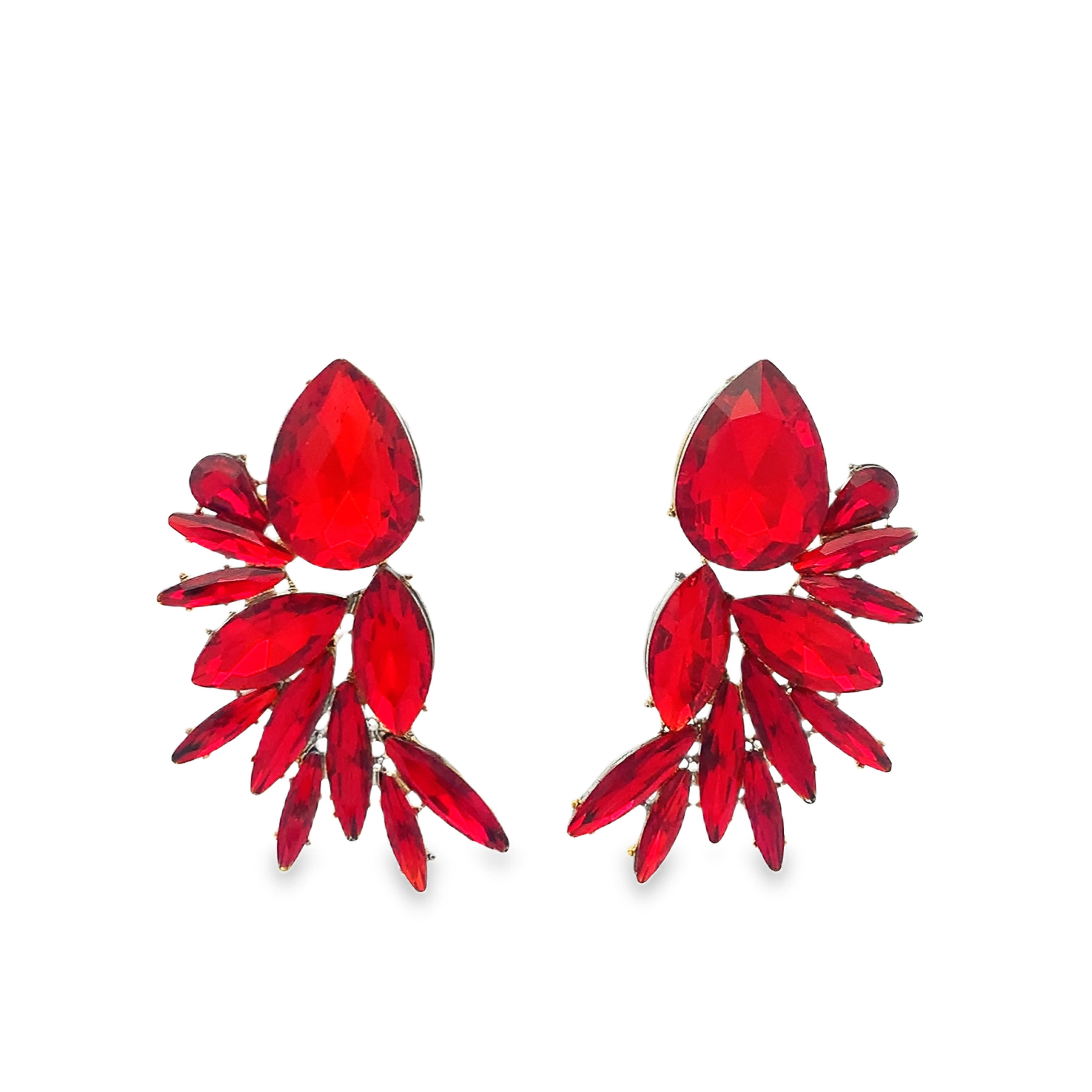 Kolczyki wiszące w kolorze żółtego złota z rubinem w kształcie gruszki