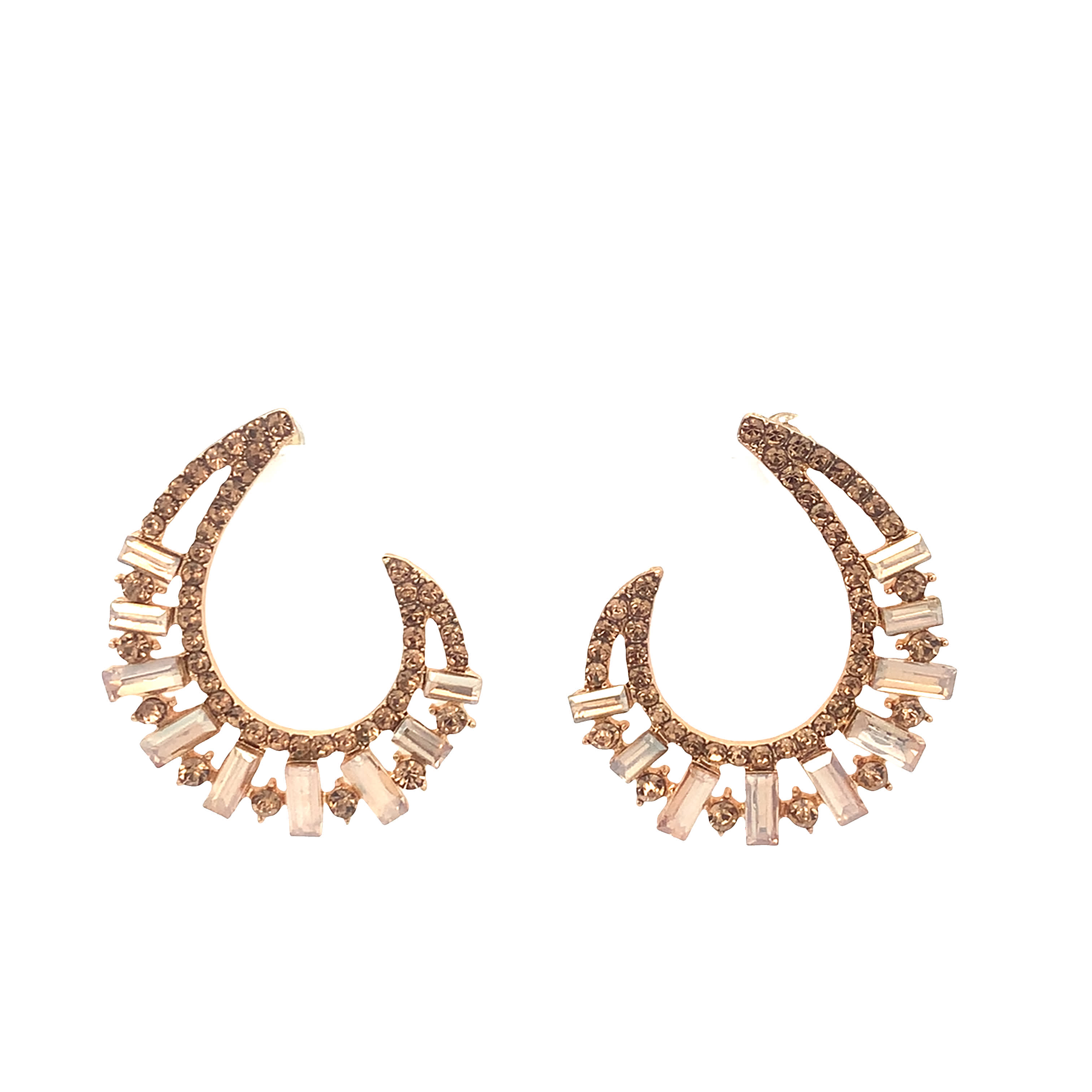 Kolczyki koła z kryształkami w kolorze różowego złota