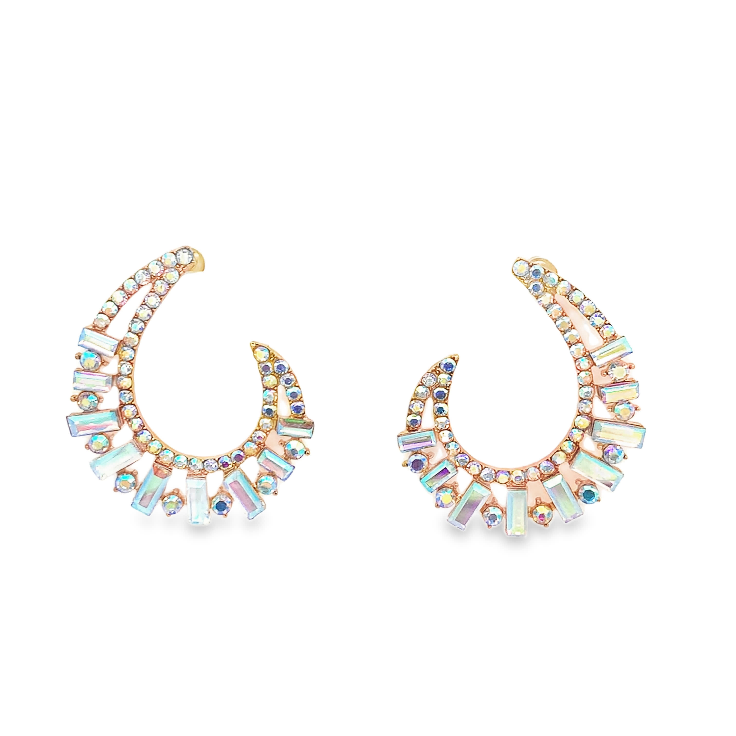 Kolczyki z kryształowymi, okrągłymi koralikami w odcieniu żółtego złota