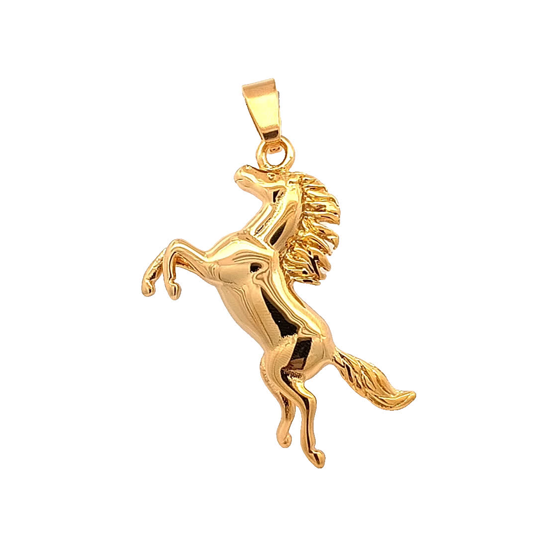 Elegancki złocony wisiorek w kształcie jednorożca