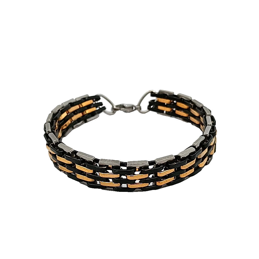 Stylowa bransoletka w kolorze czarno-złocistym