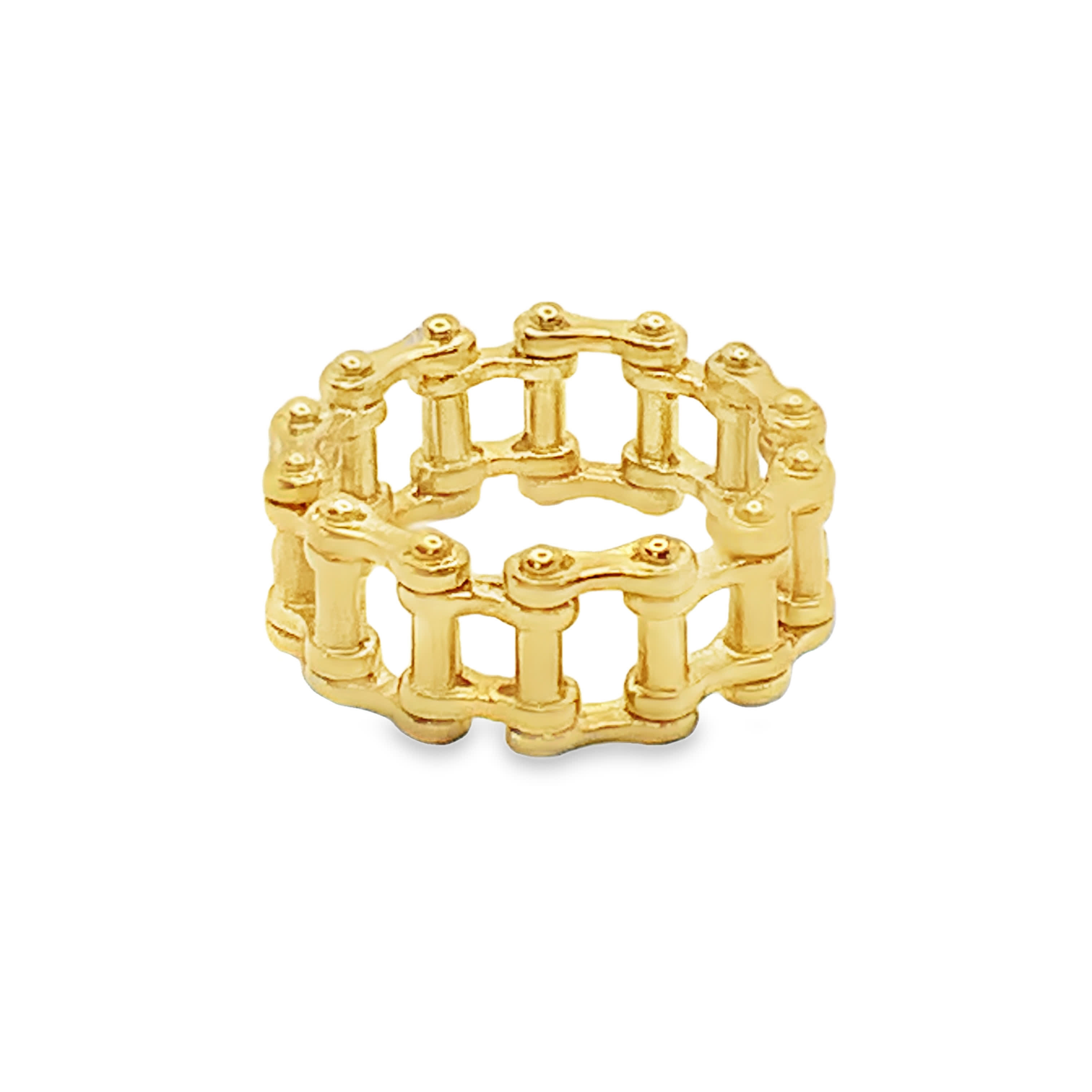 Złocony pierścień z ogniwami łańcuszka