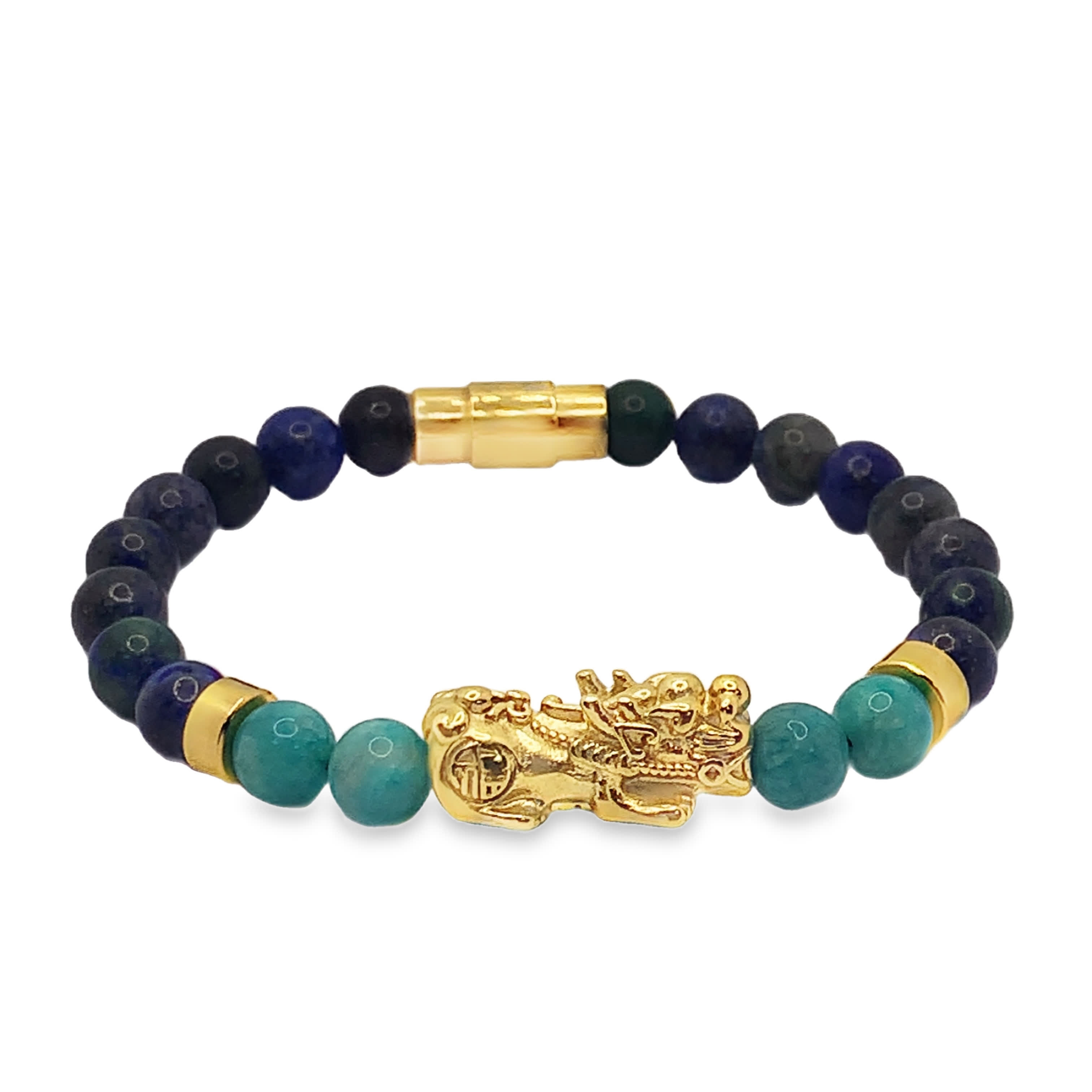 Bransoletka z koralików w kolorze turkusowym z akcentami z kamieni szlachetnych