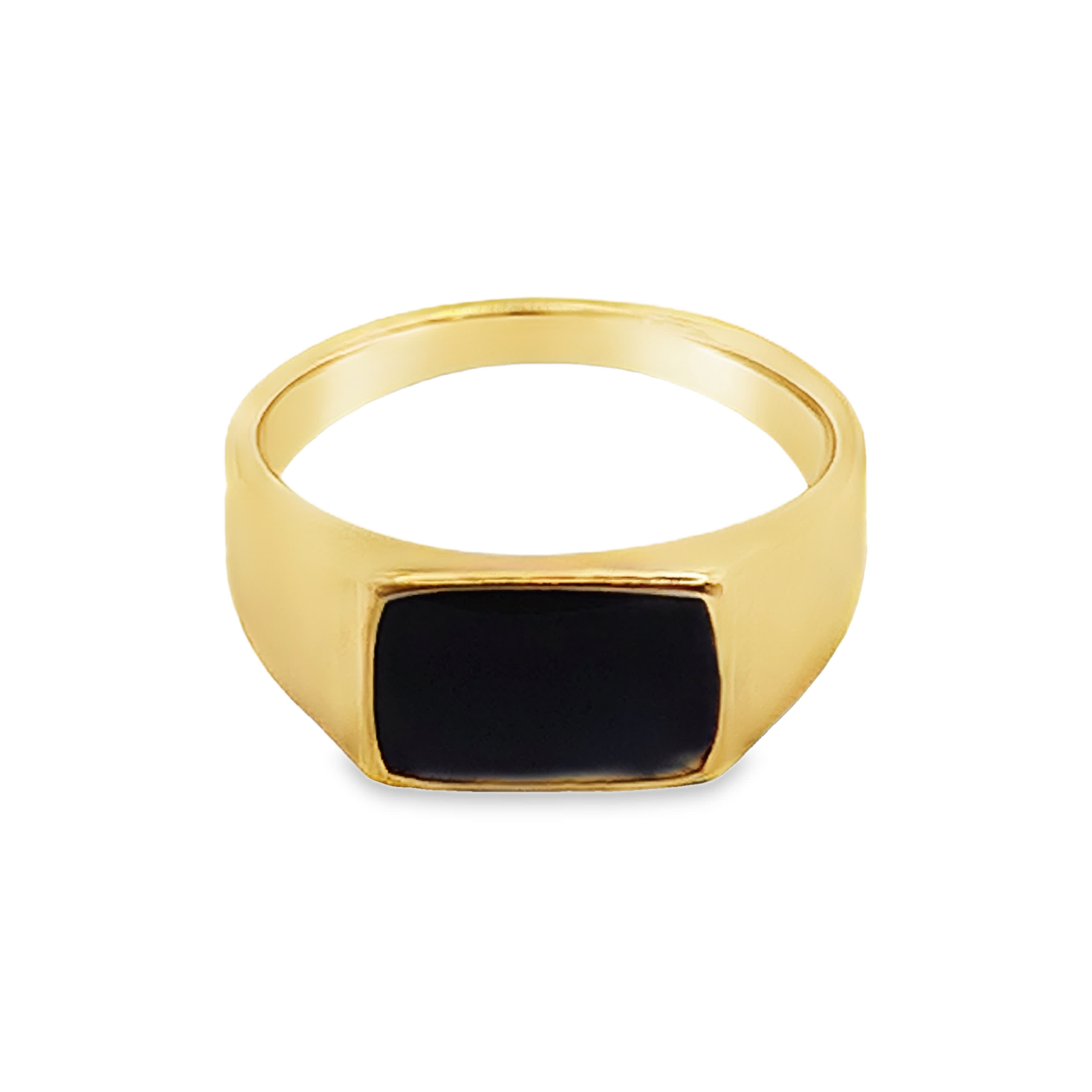 Sygnet ze złoconej stali z kwadratowym onyksem