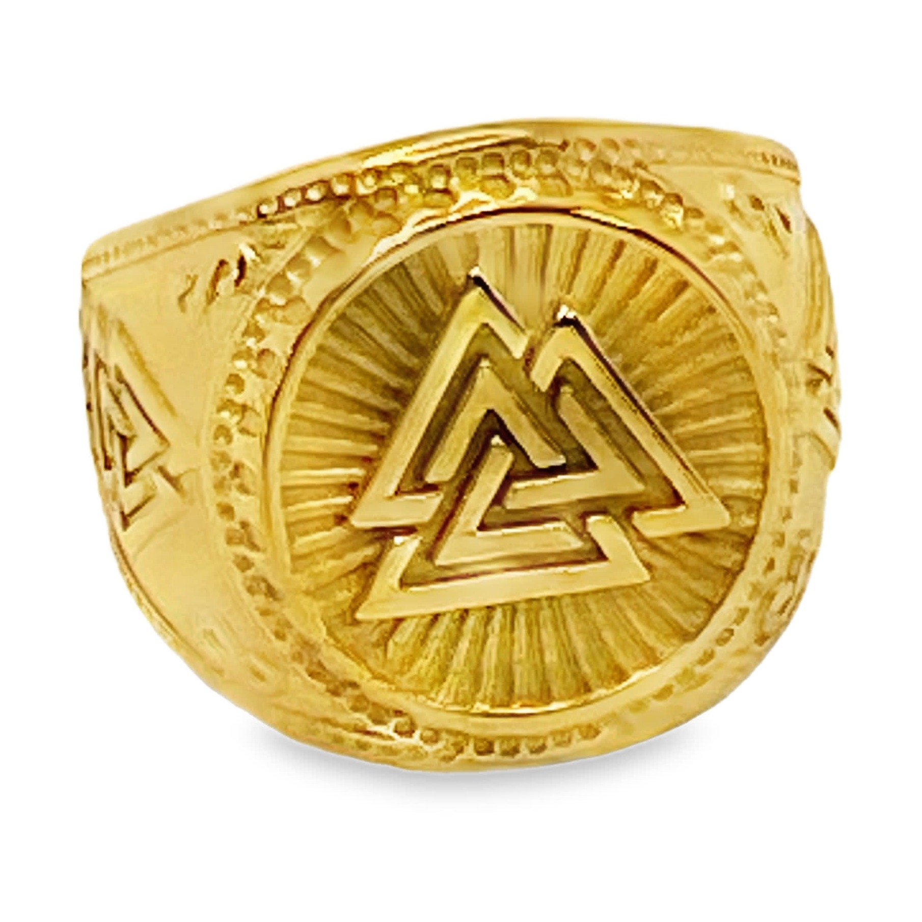Złocony sygnet z symbolem Valknut - Norse Heritage
