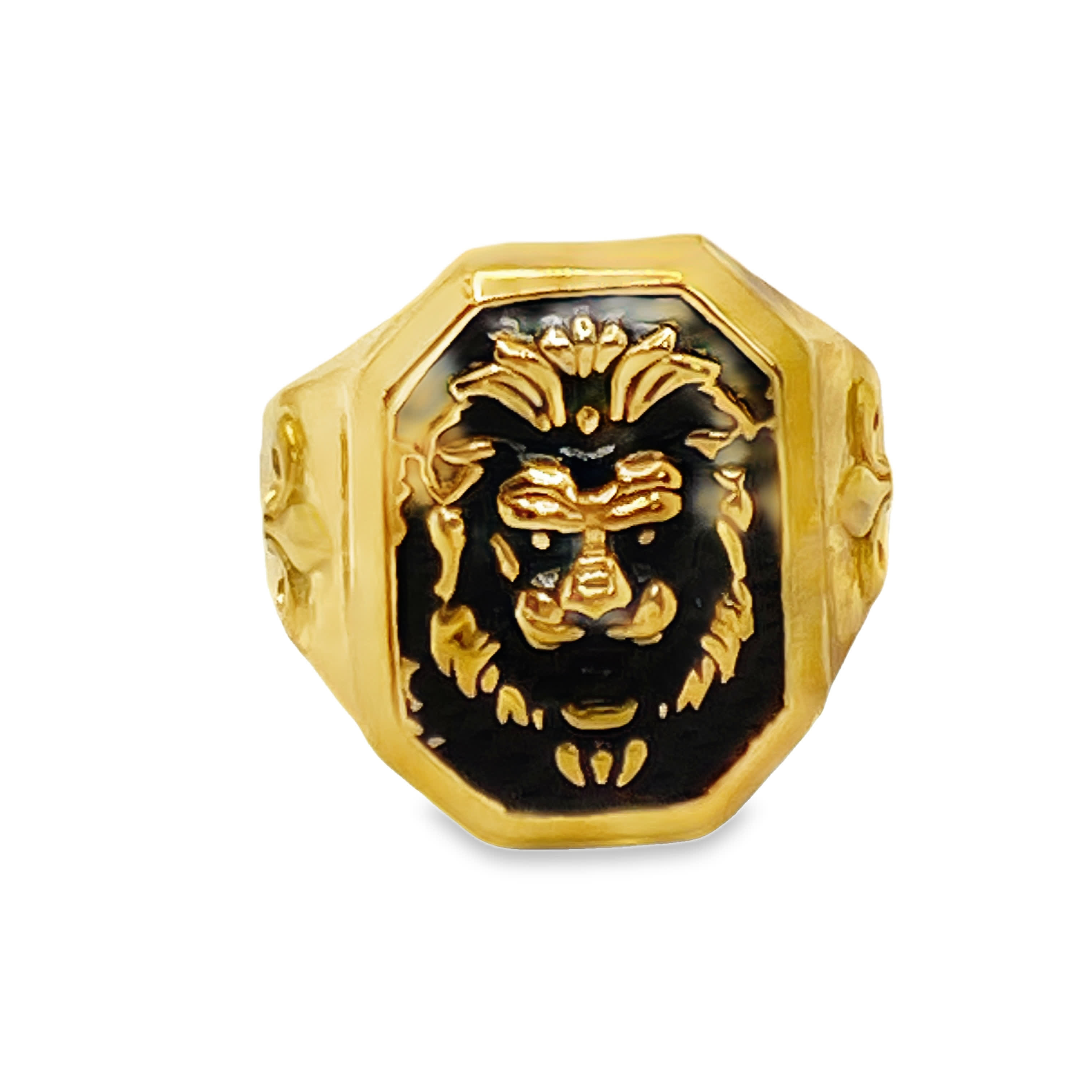 Złocony sygnet z emblematem lwa