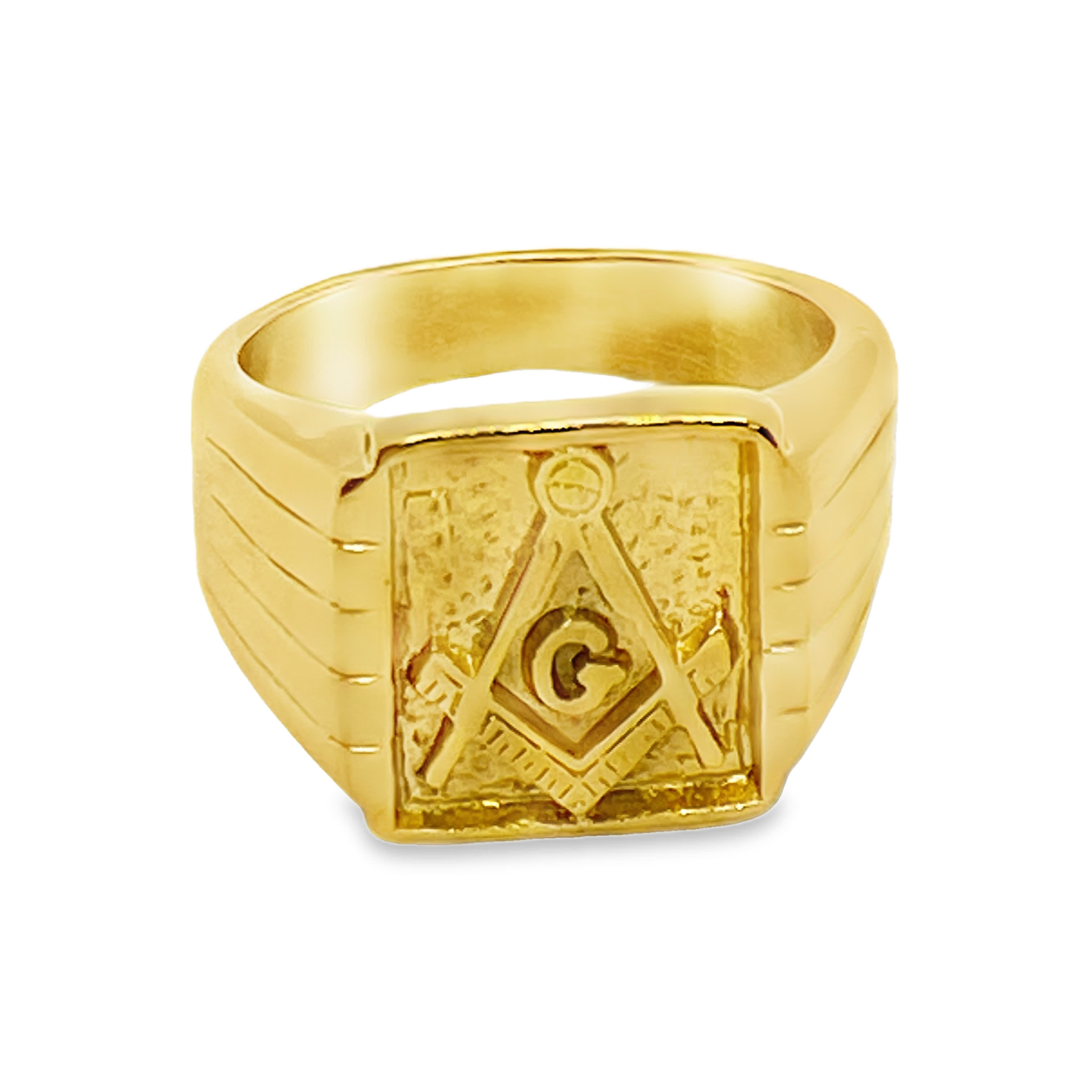 Klasyczny złocony pierścień sygnet owy