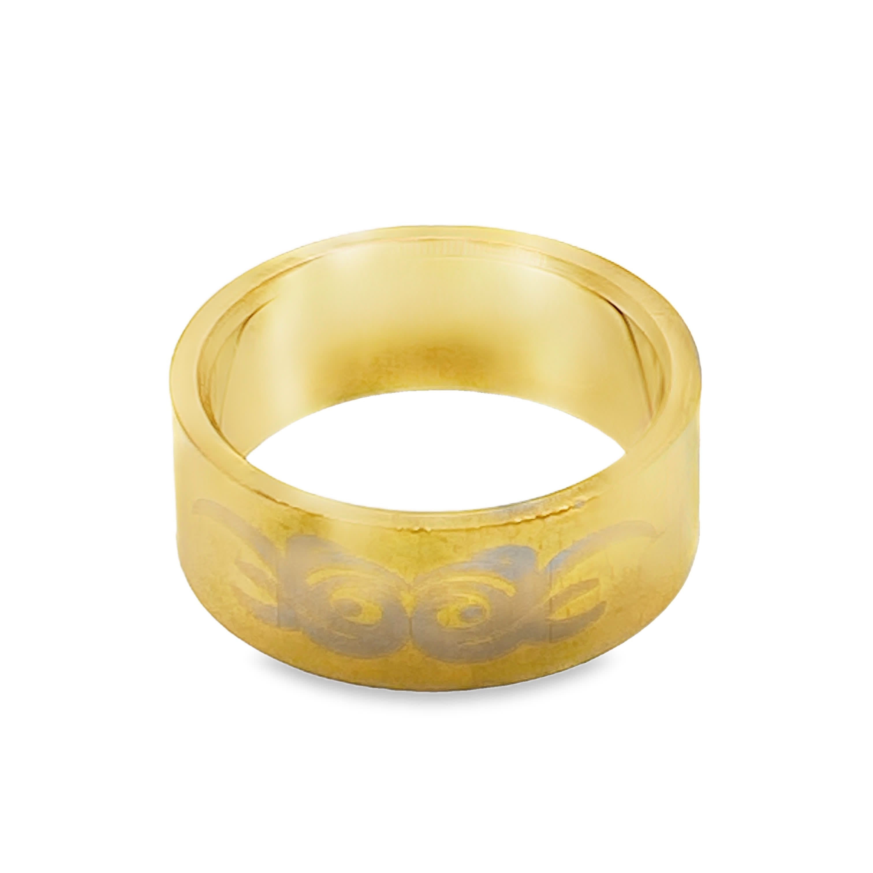 Złocony pierścionek z wzorem fali