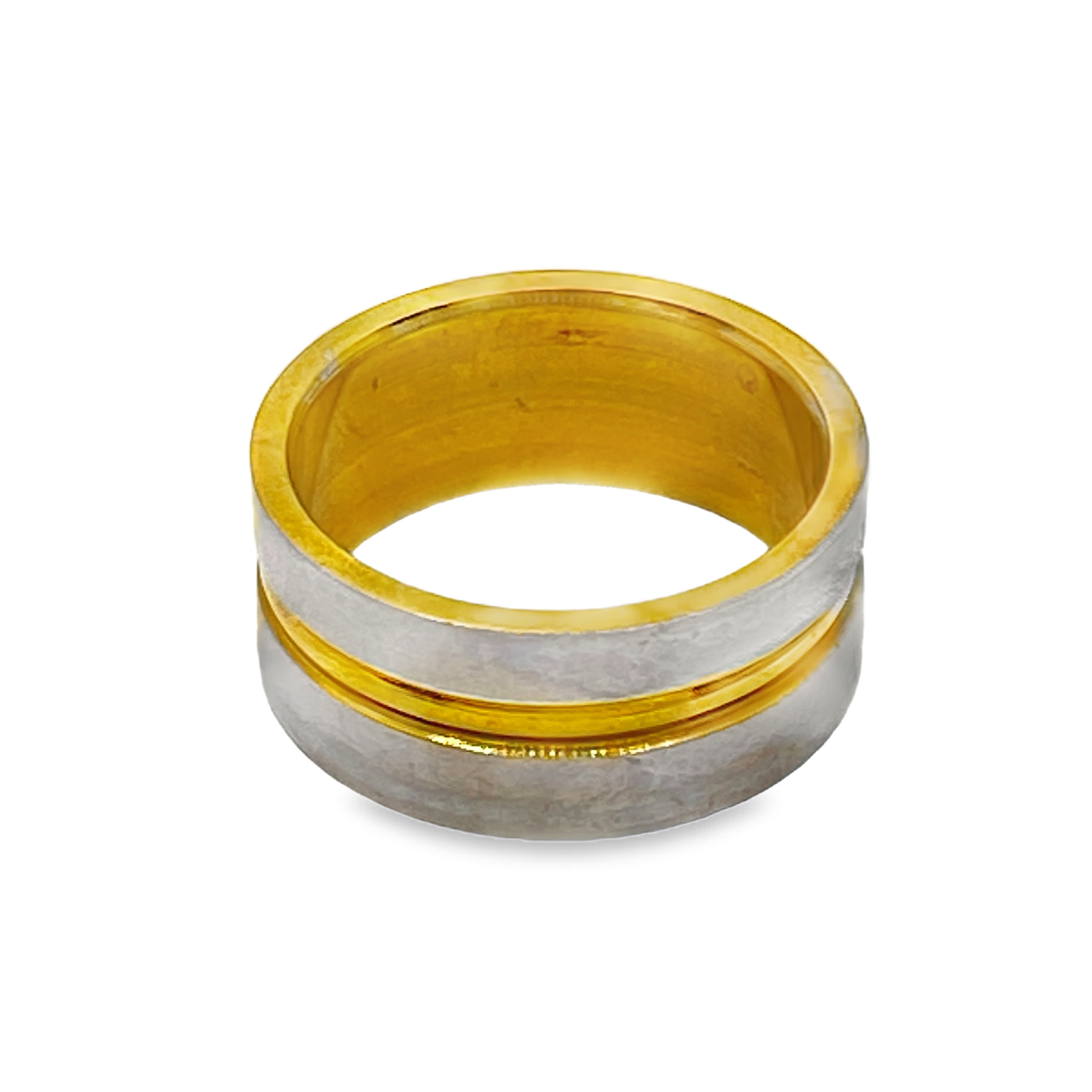 Dwukolorowy złocony pierścień akcentowy