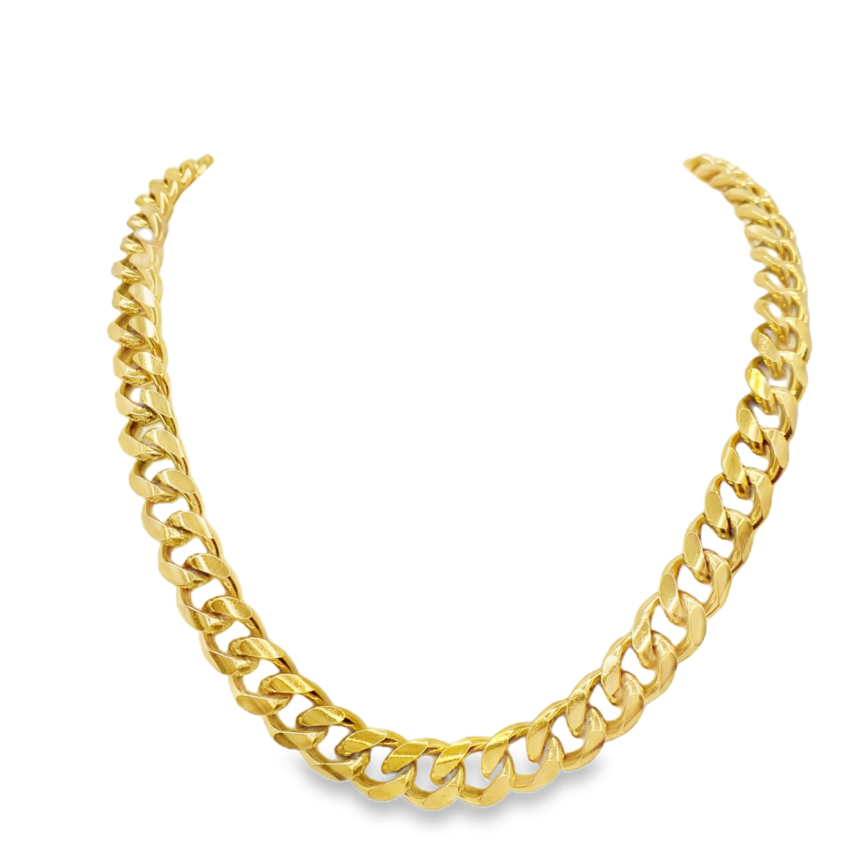 Luksusowy naszyjnik z litego żółtego metalu z ogniwami krawężnikowymi