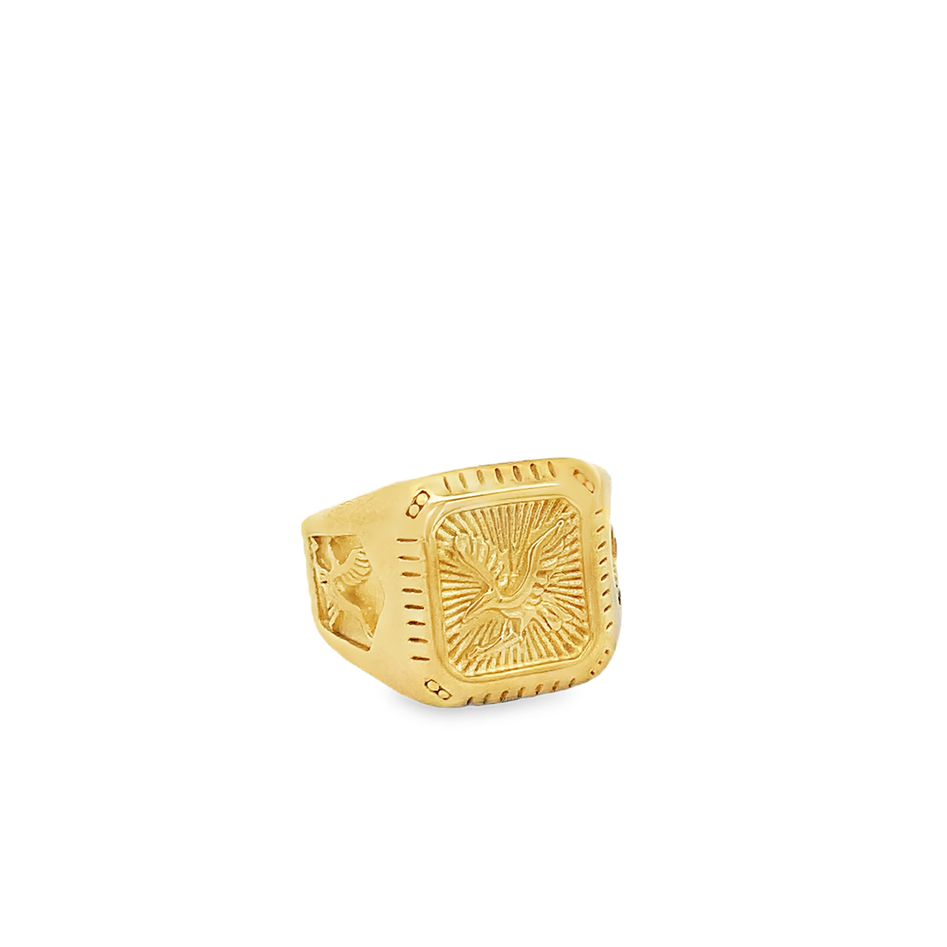 Sygnet ze złoconej stali z grawerem