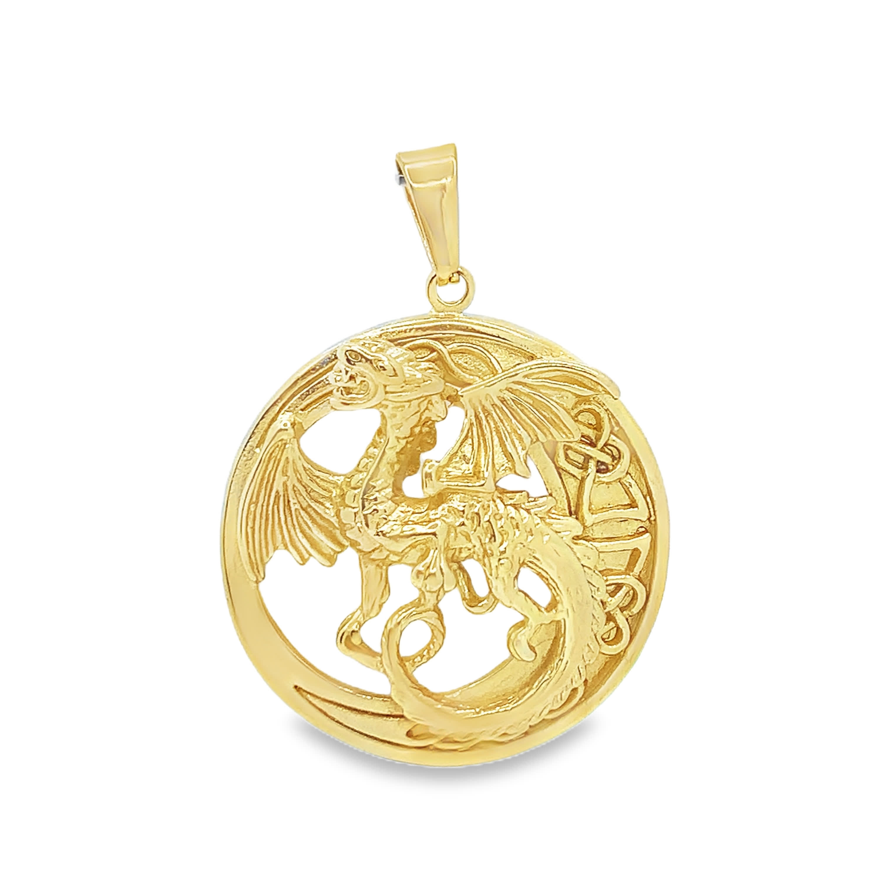 Wisiorek ze smokiem ze złoconej stali