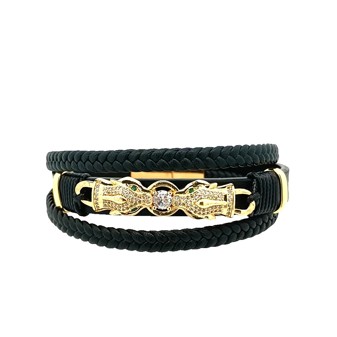 Elegancka bransoletka w kolorze czarno-złocistym