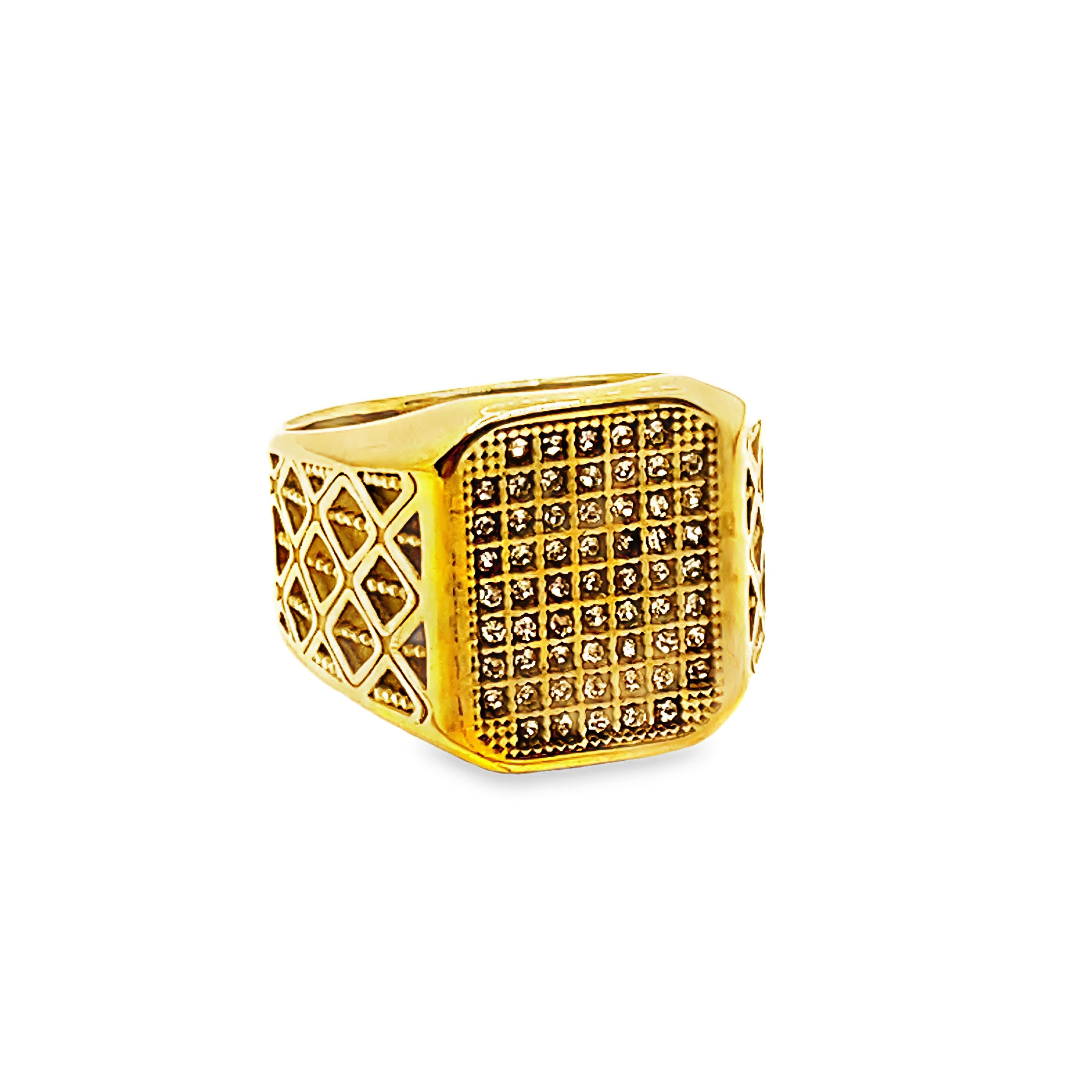 Sygnet z metalu z cyrkoniaem o szlifie cyrkoniaowym Pave