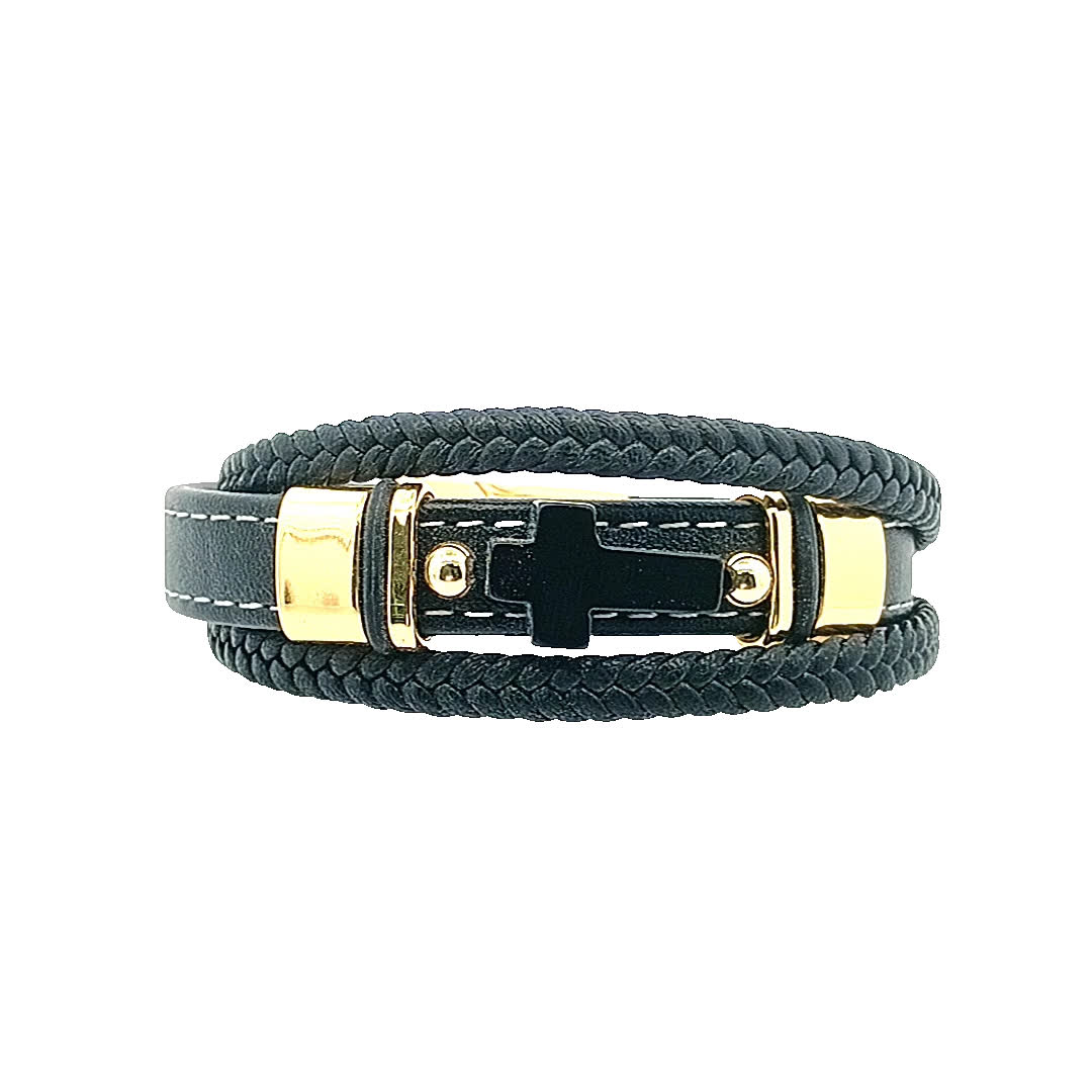 Stylowa bransoletka w kolorze czarno-złocistym