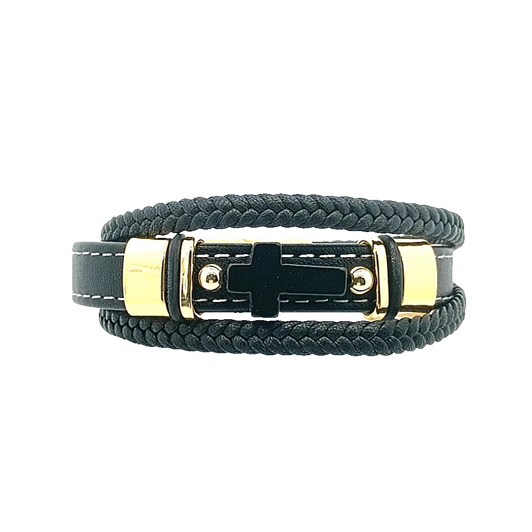 Stylowa bransoletka w kolorze czarno-złocistym