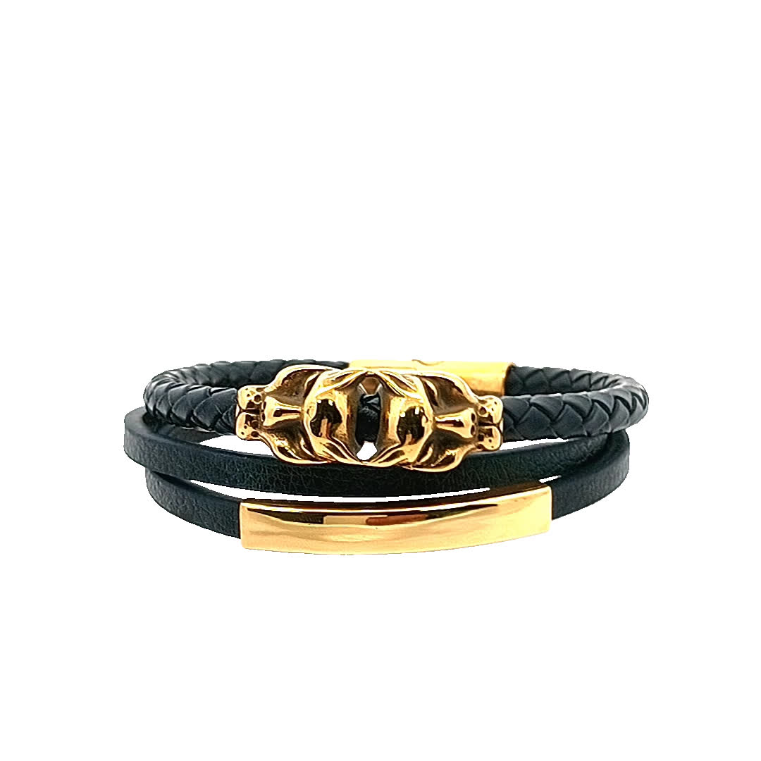 Stylowa bransoletka w kolorze czarno-złocistym
