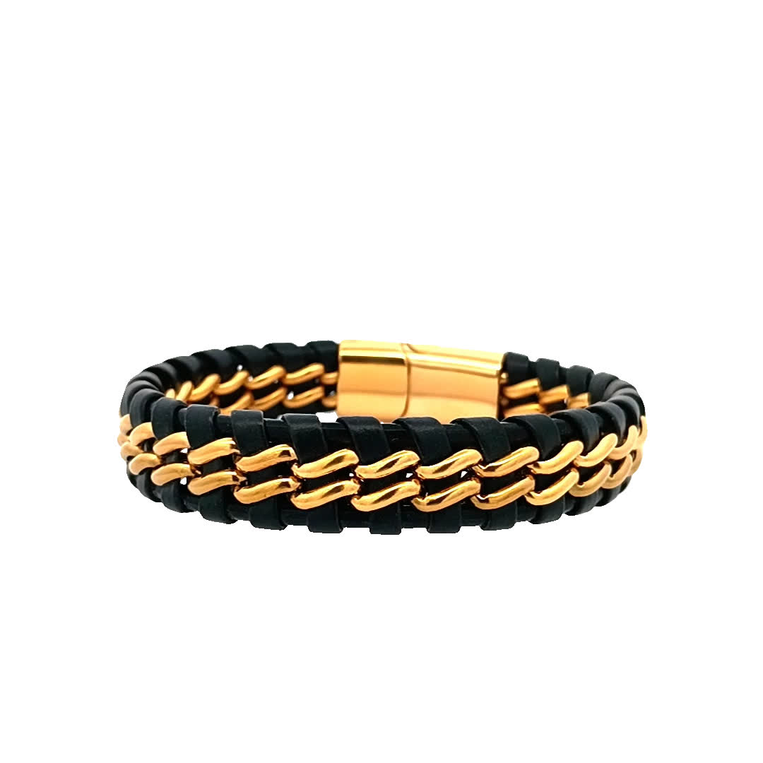 Stylowa bransoletka w kolorze czarno-złocistym