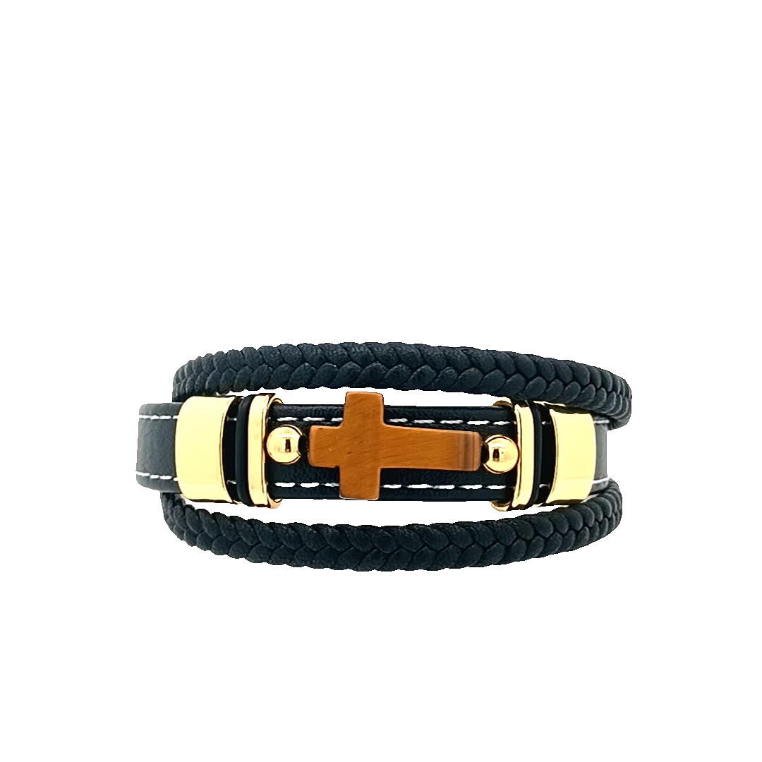 Stylowa skórzana i złocona bransoletka