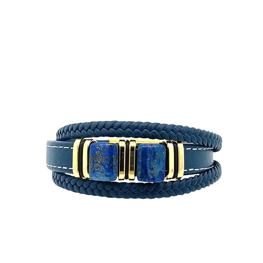 Elegancka niebieska skórzana bransoletka