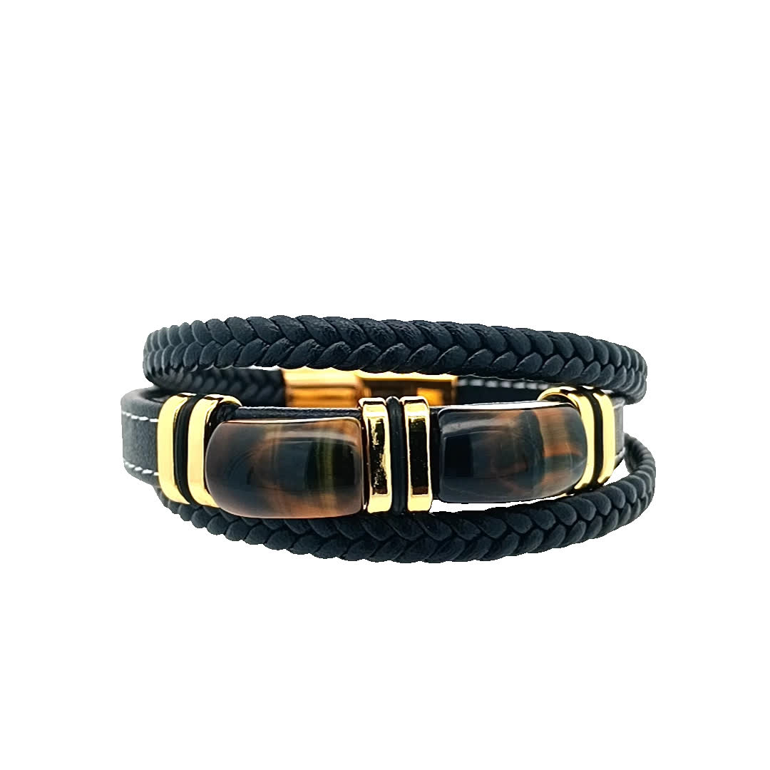 Stylowa bransoletka w kolorze czarno-złocistym