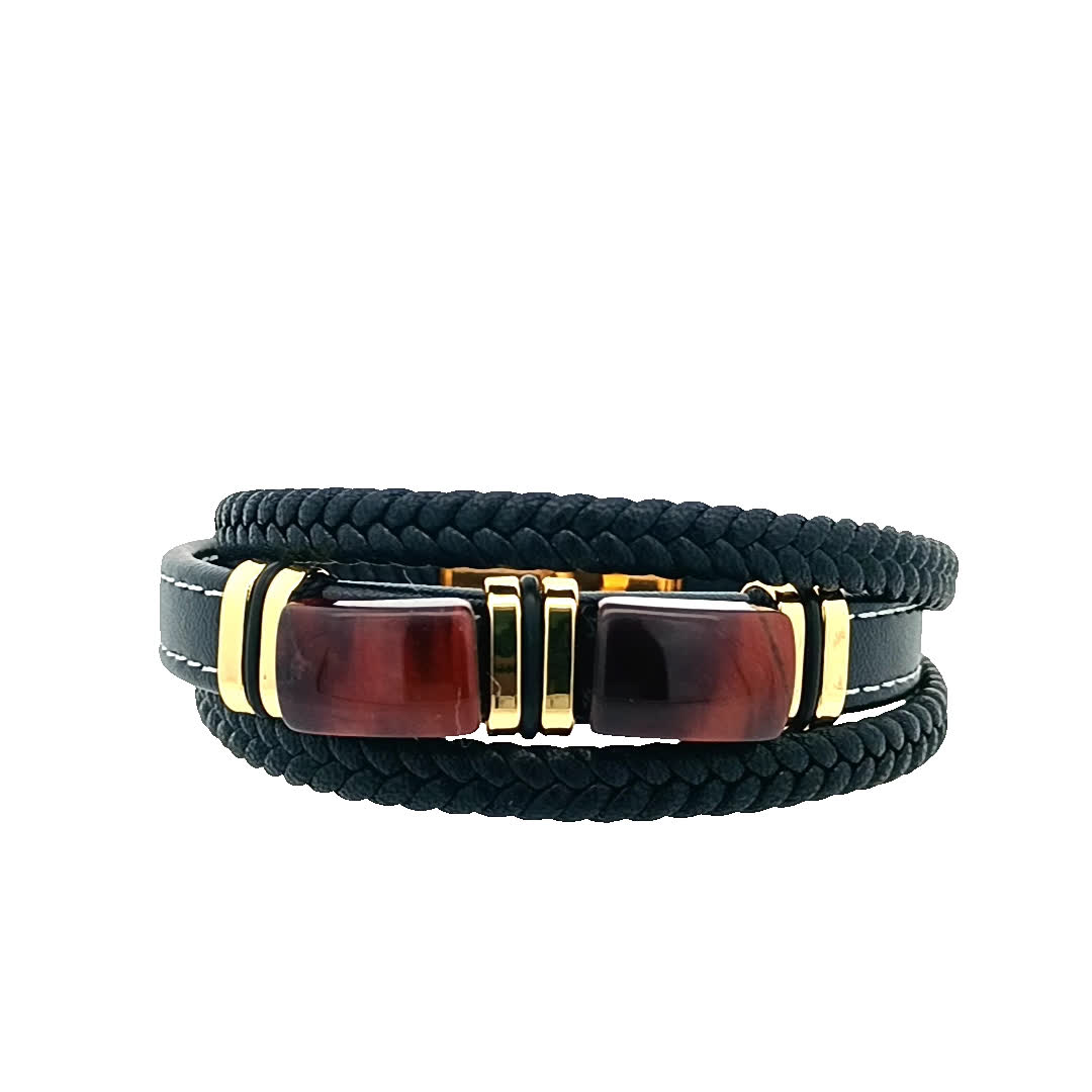 Stylowa bransoletka w kolorze czarno-złocistym