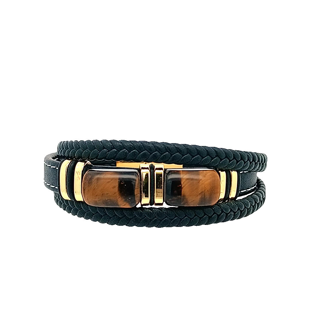 Stylowa bransoletka w kolorze czarno-złocistym