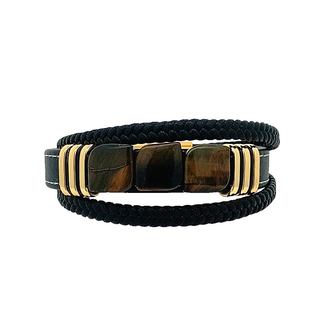 Stylowa bransoletka w kolorze czarno-złocistym