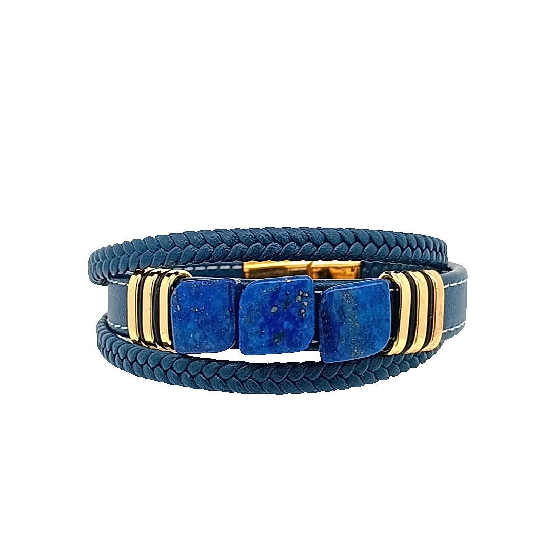 Elegancka niebieska skórzana bransoletka