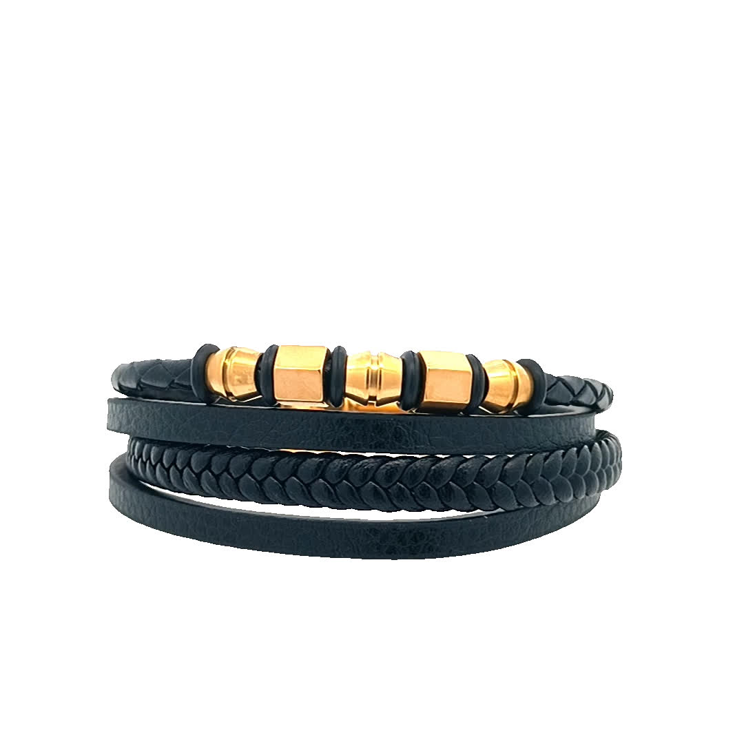 Stylowa skórzana i złocona bransoletka
