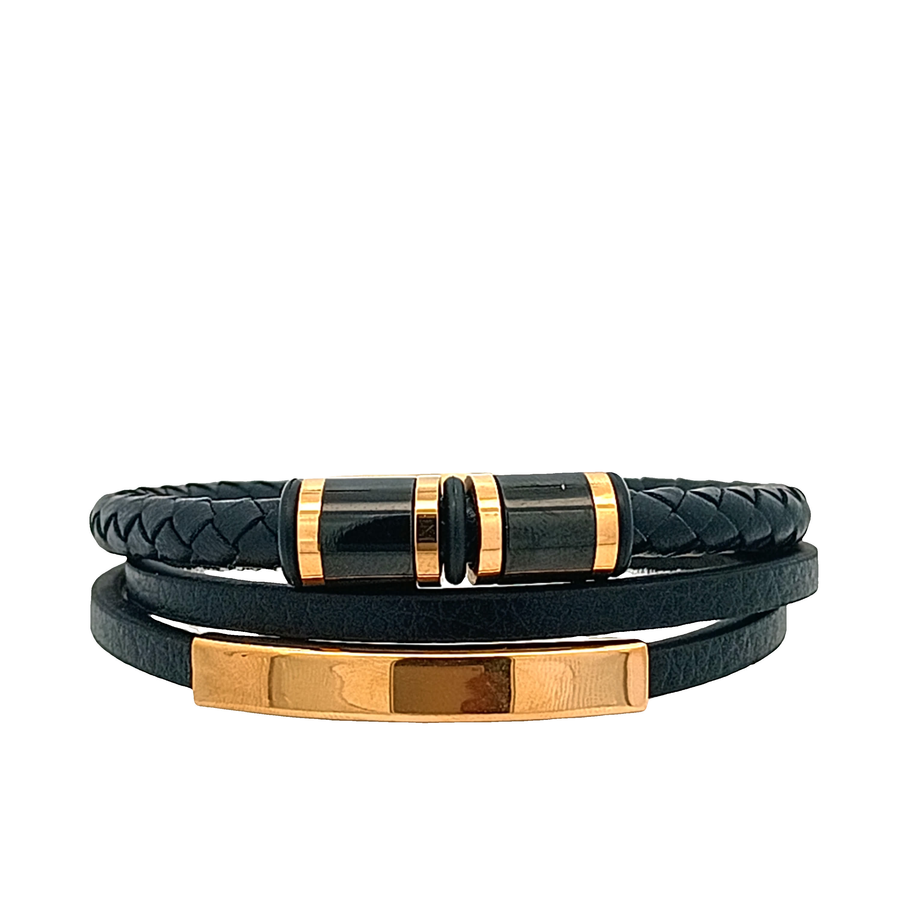 Stylowy zestaw bransoletek w kolorze czarnym i złocistym