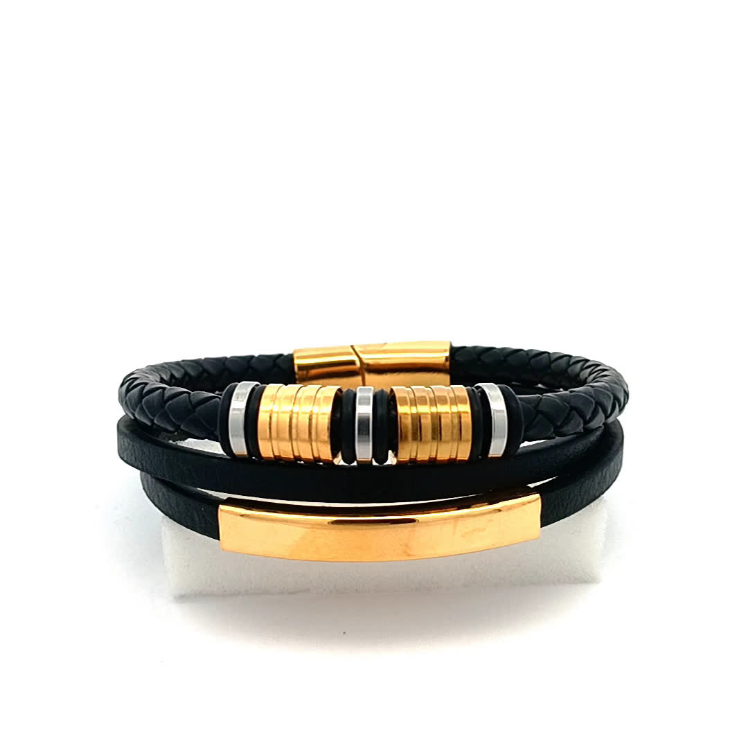 Stylowe bransoletki w kolorze czarnym i złocistym