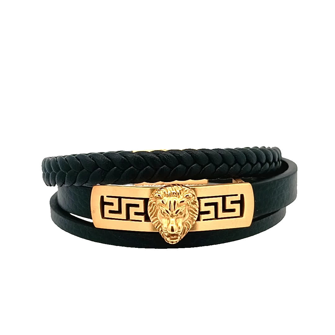 Stylowe czarne skórzane bransoletki