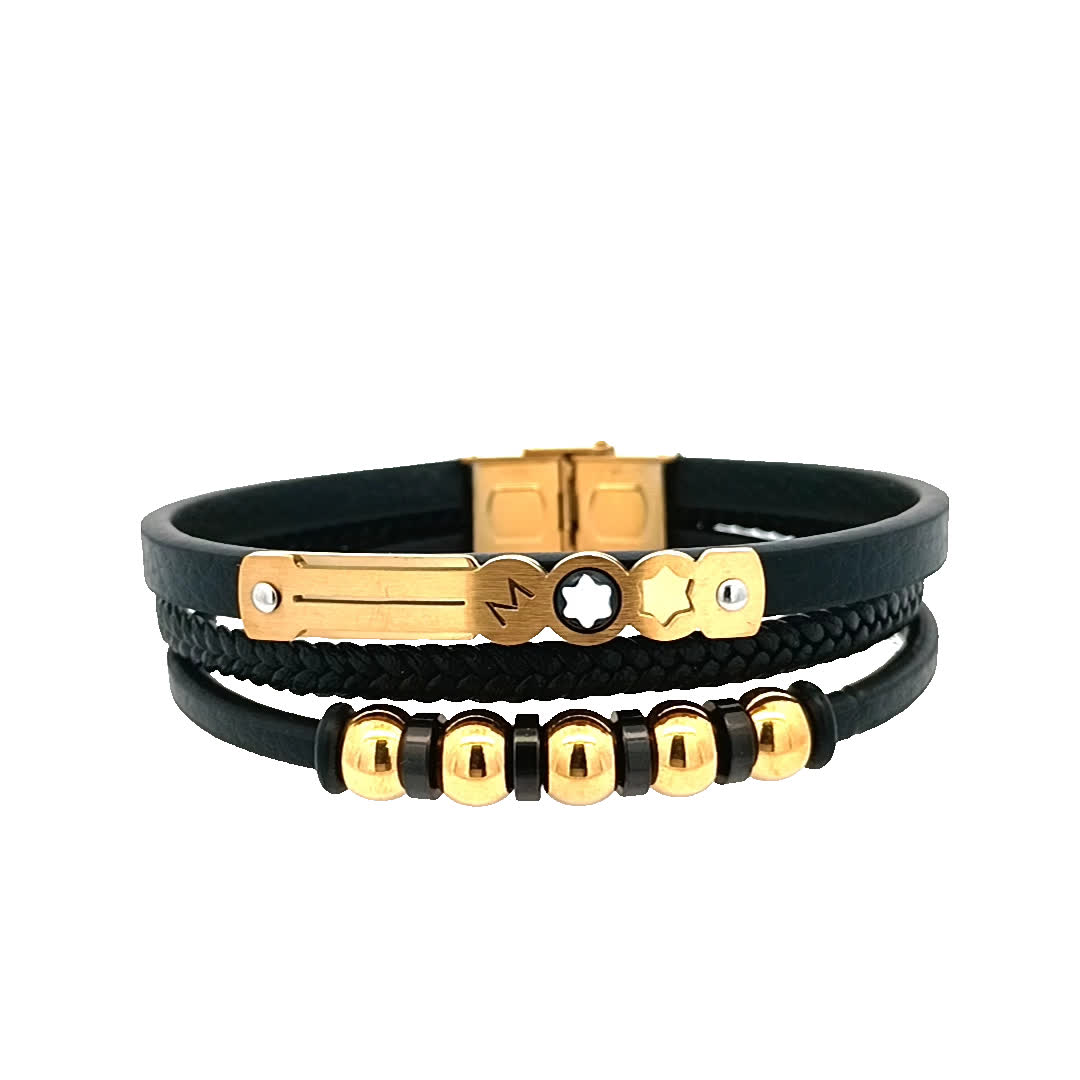 Stylowa bransoletka w kolorze czarno-złocistym