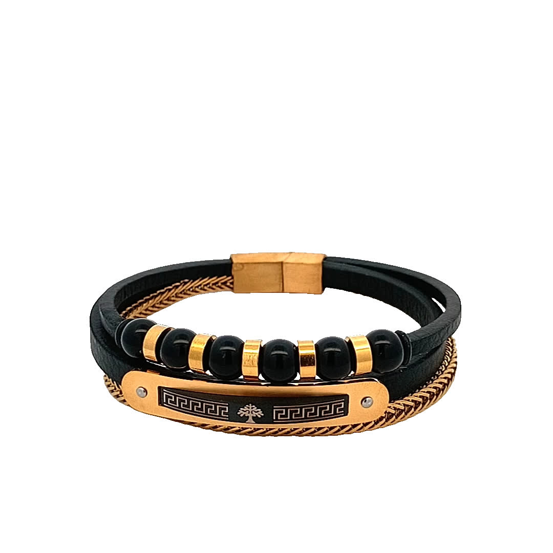Stylowa bransoletka w kolorze czarno-złocistym