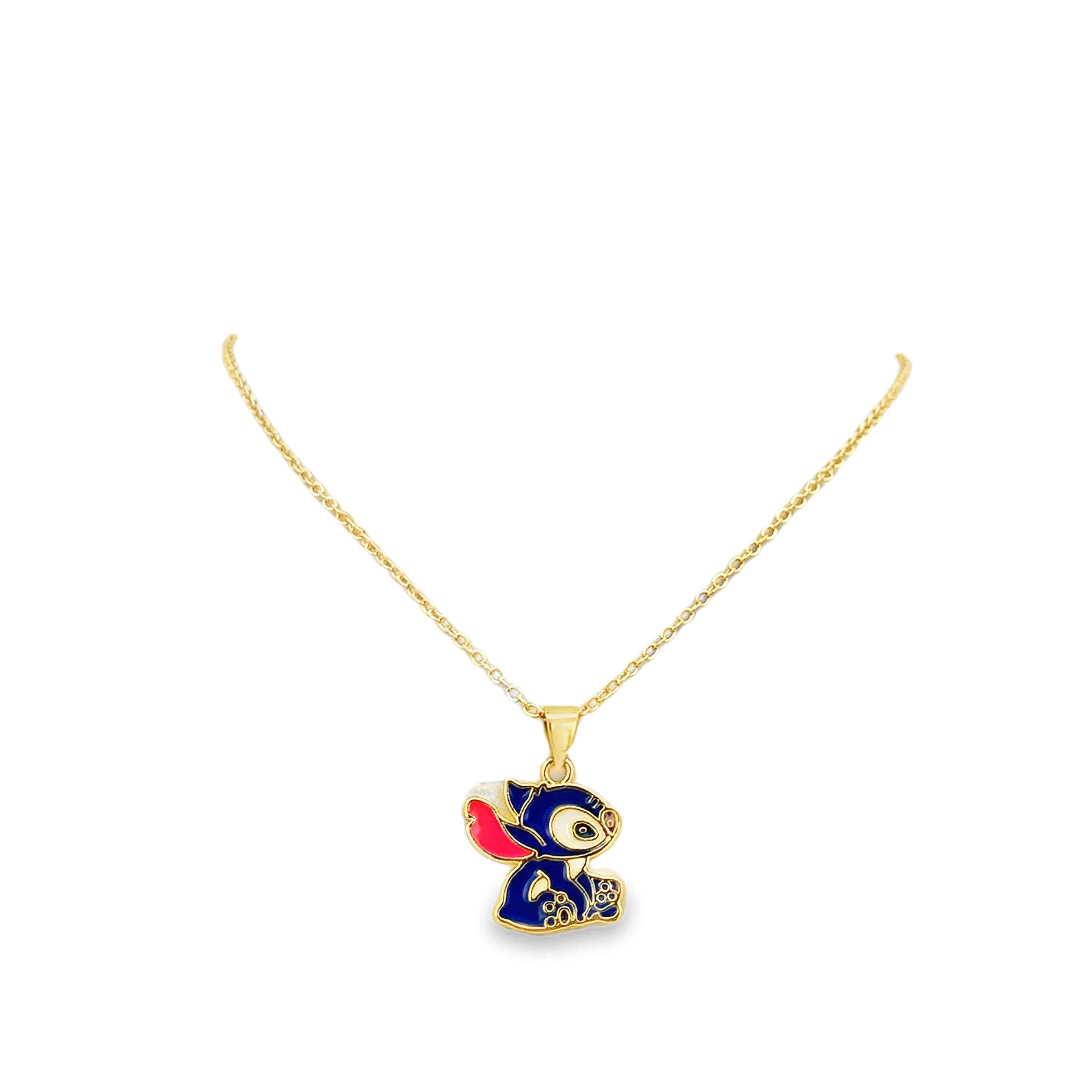 Naszyjnik w kolorze żółtego złota z animowaną postacią