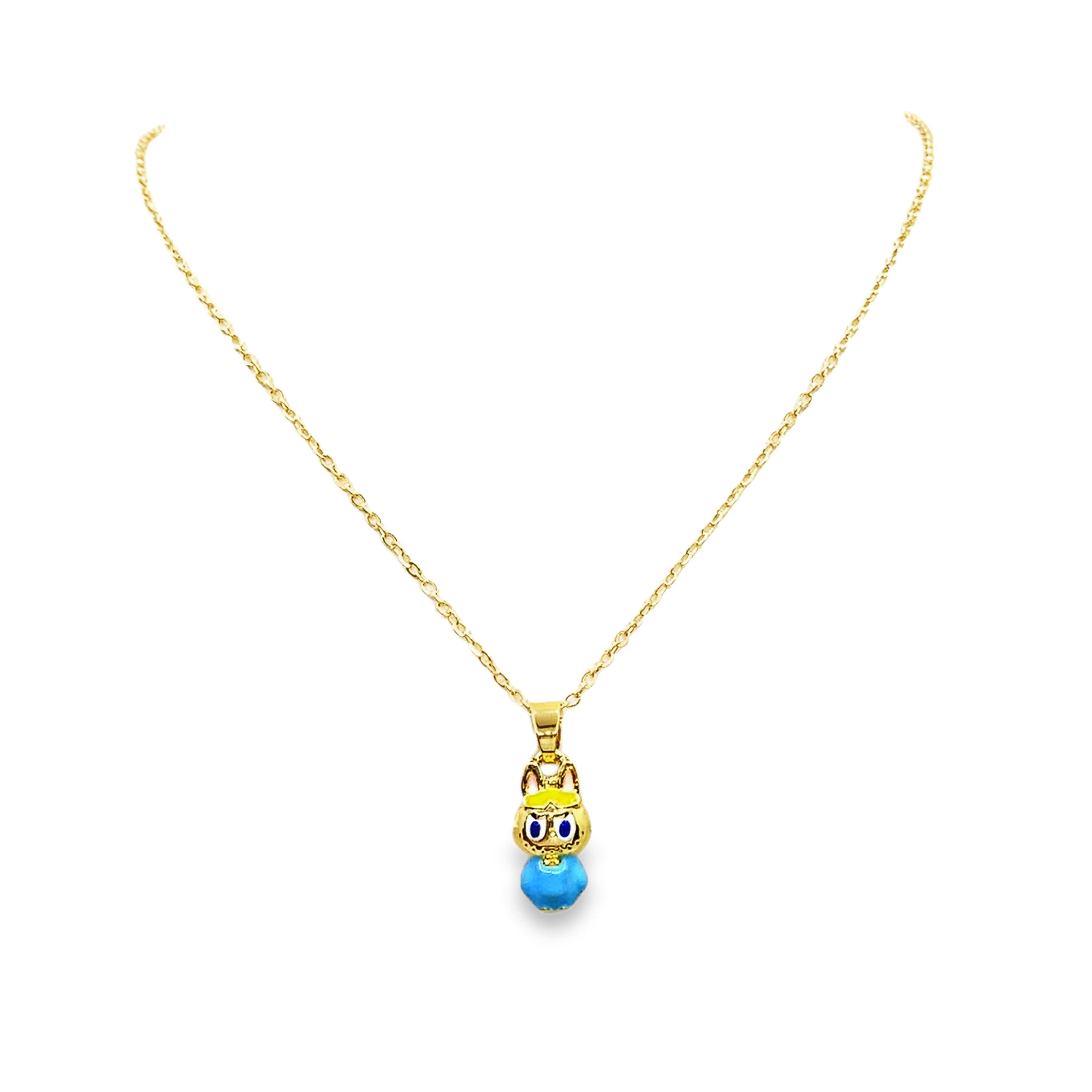 Fantazyjny naszyjnik z zawieszką w kolorze żółtego złota z motywem kreskówek