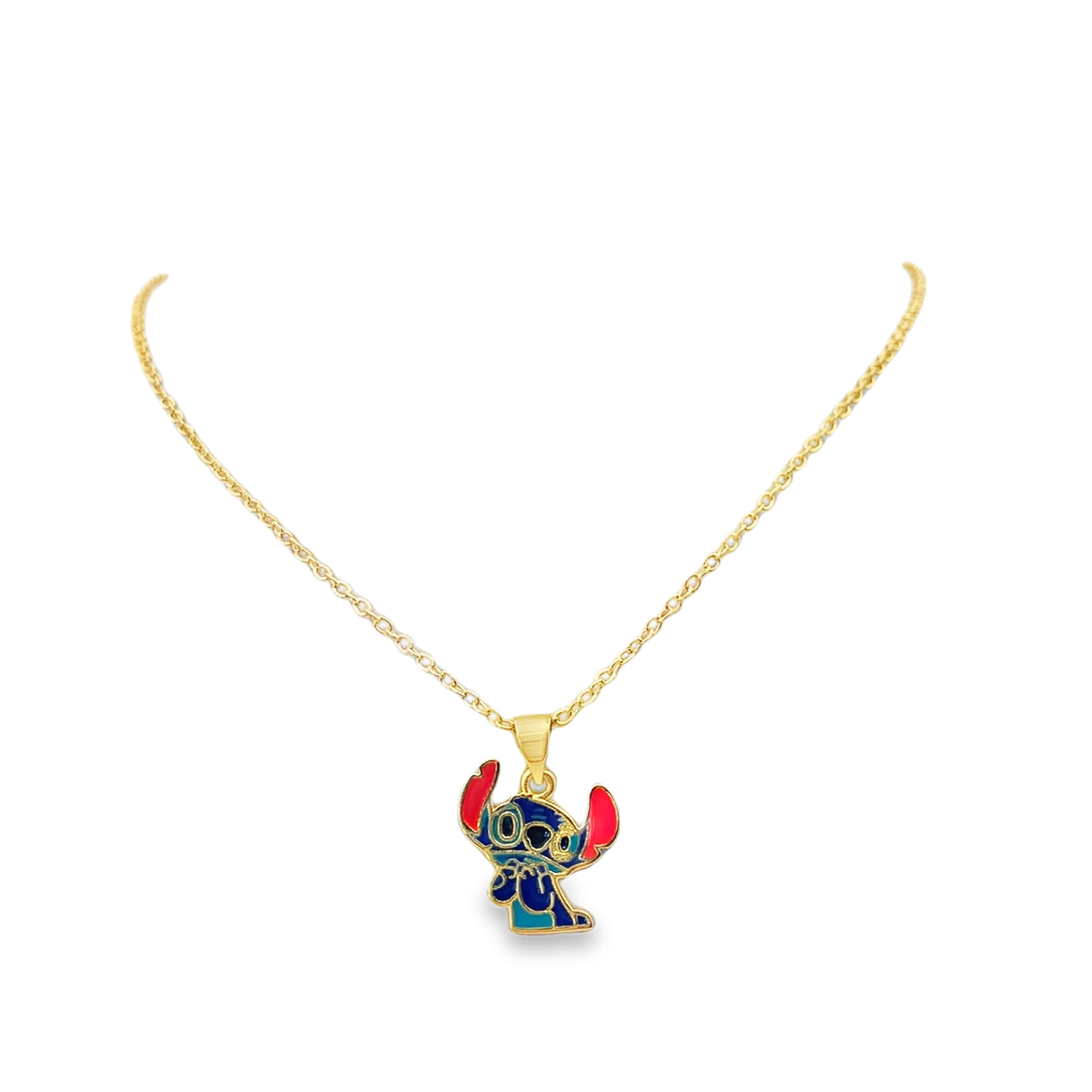 Zabawny naszyjnik z postacią z kreskówki w żółtym złocie